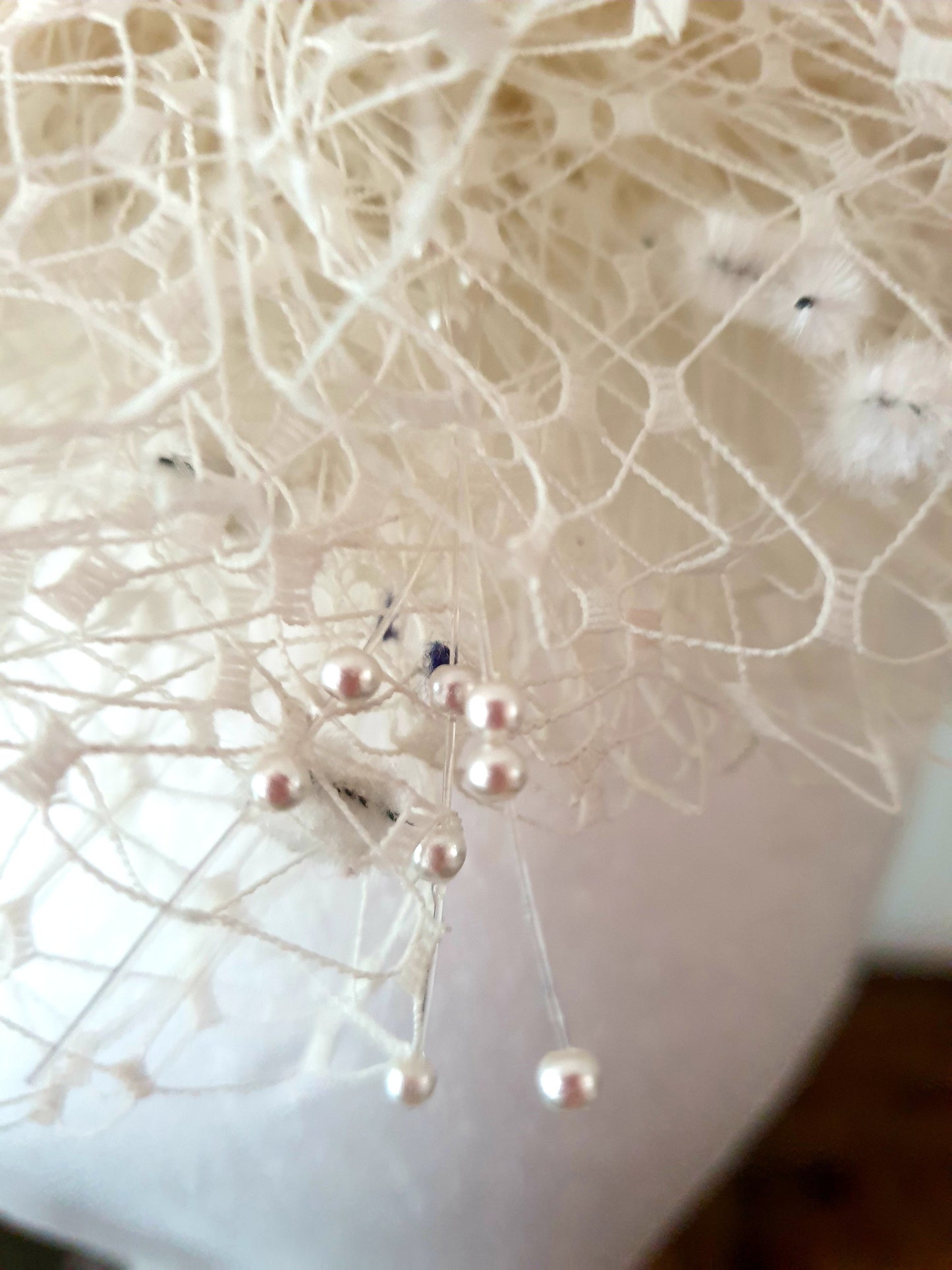 White Lace Beaded Fascinator Wedding Accessories
