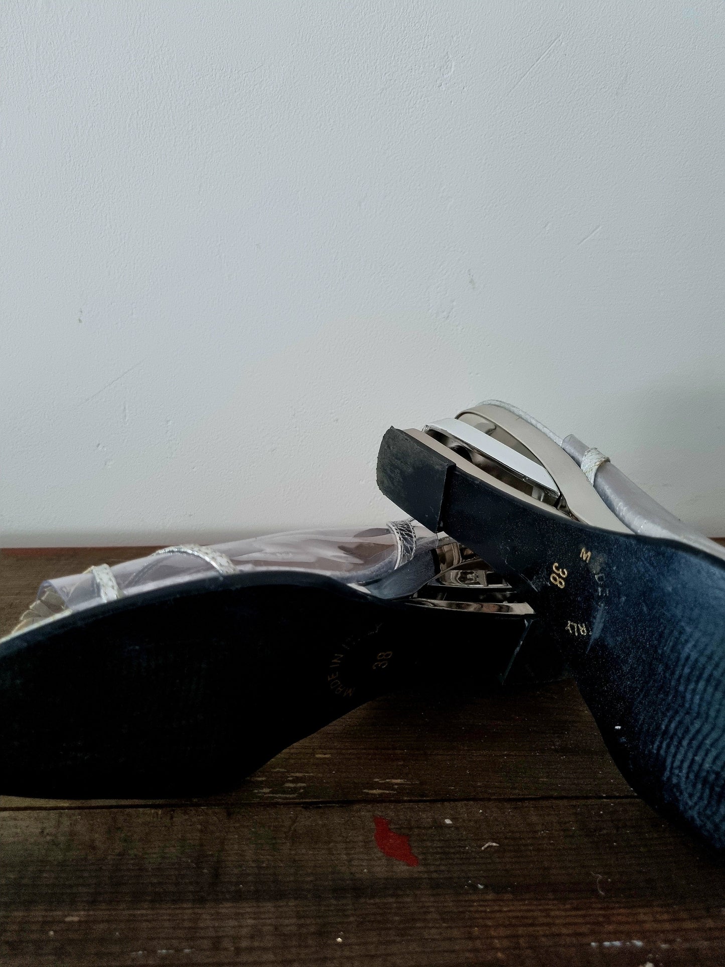 Ellie.D Italian Clear Silver Wedge Heel Shoes for Weddings