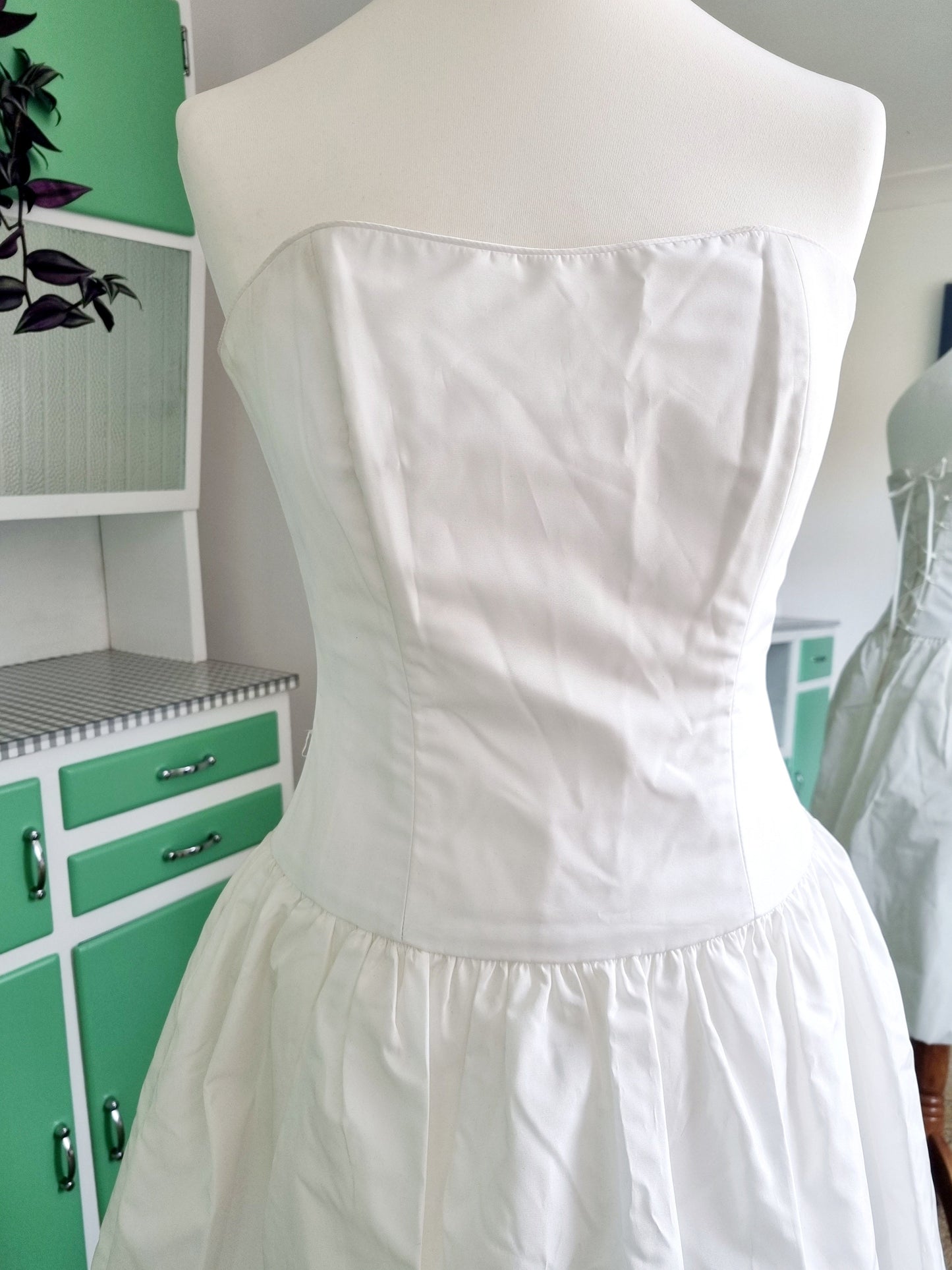 Vintage Short Wedding Dress UK12 US8 Handmade Bridal Gown