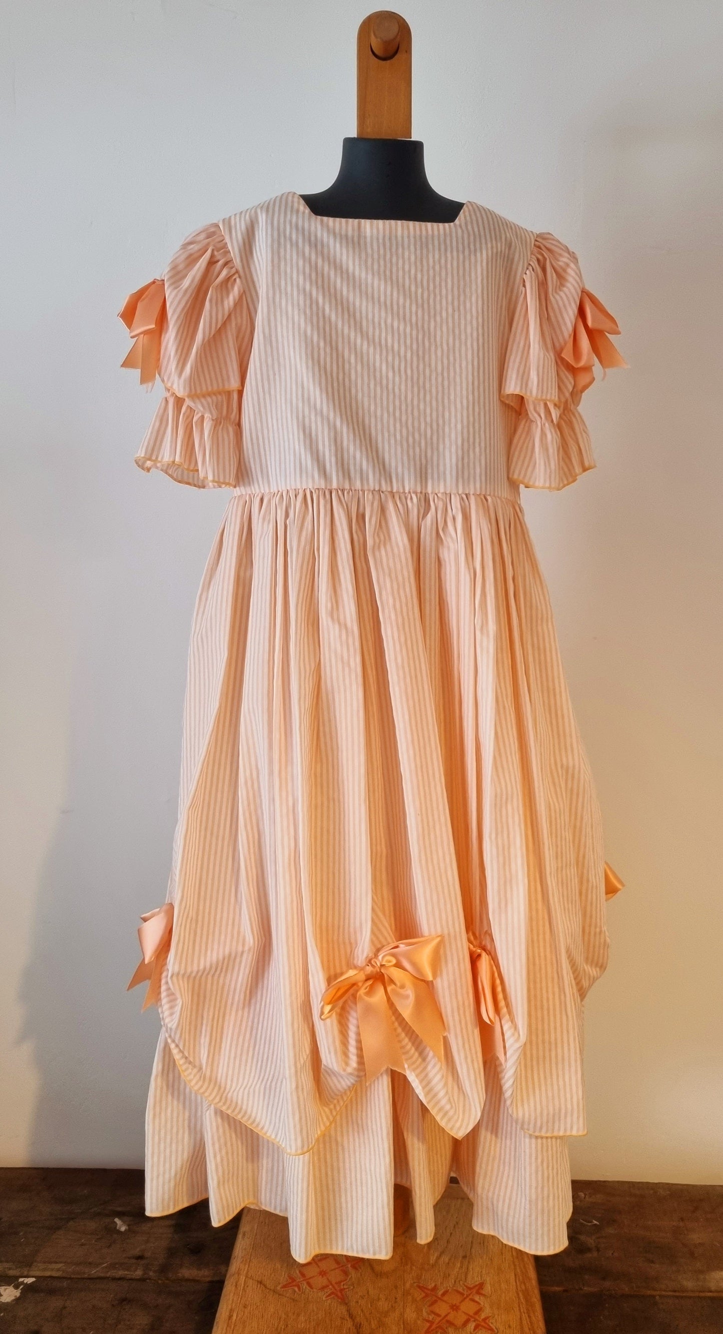 Vintage Peach Candy Stripe Bridesmaid Dress