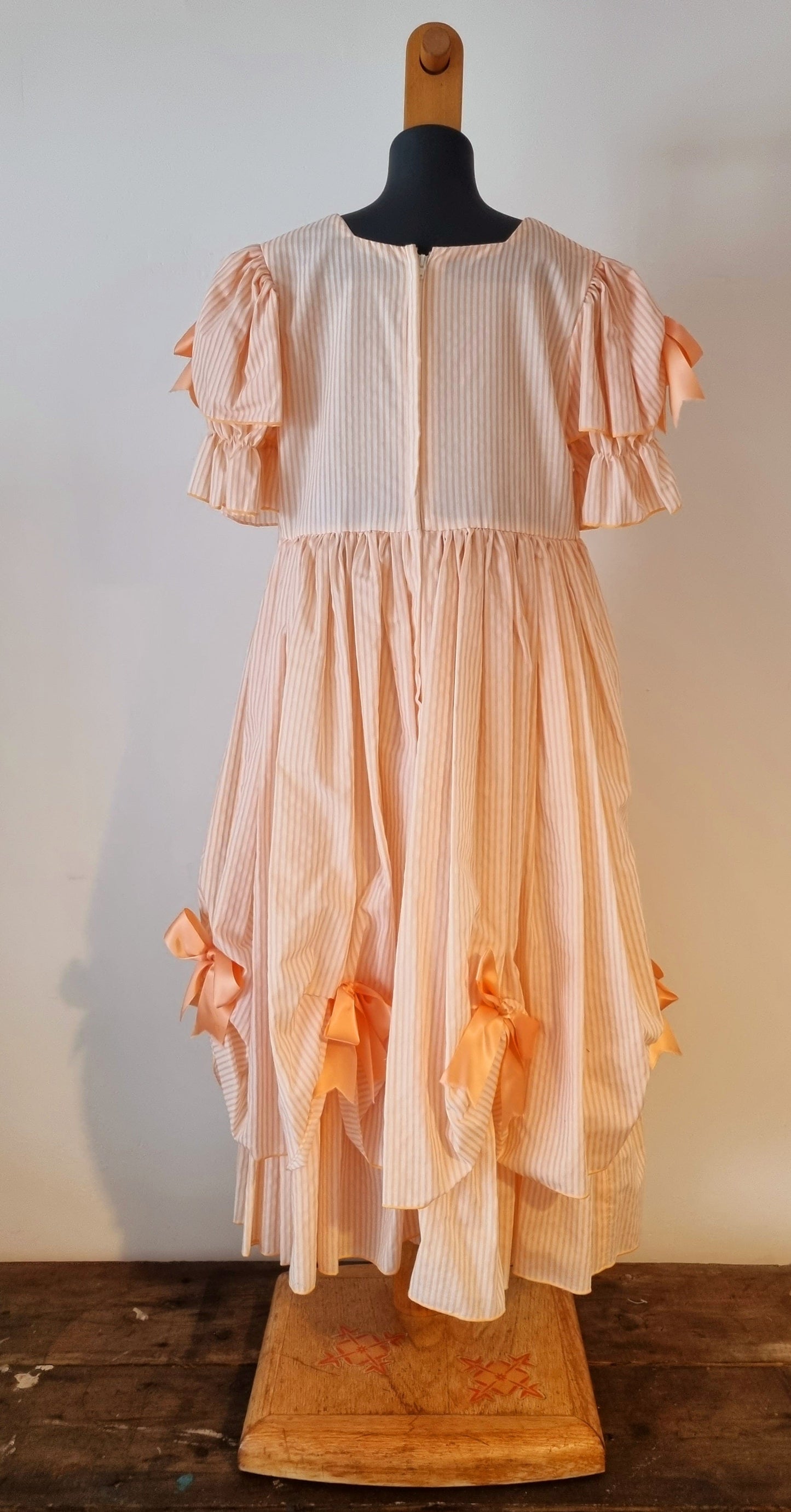 Vintage Peach Candy Stripe Bridesmaid Dress