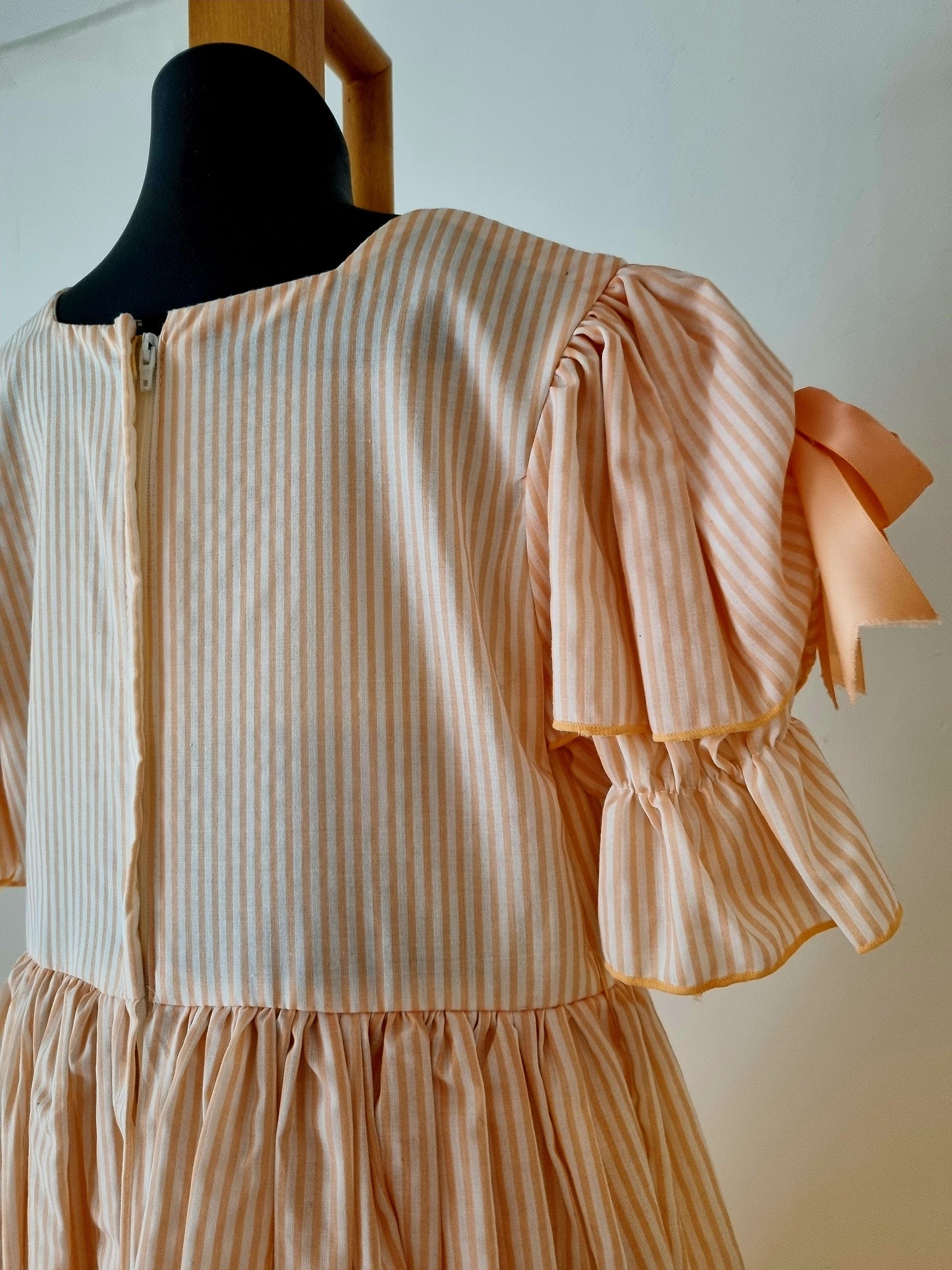 Vintage Peach Candy Stripe Bridesmaid Dress