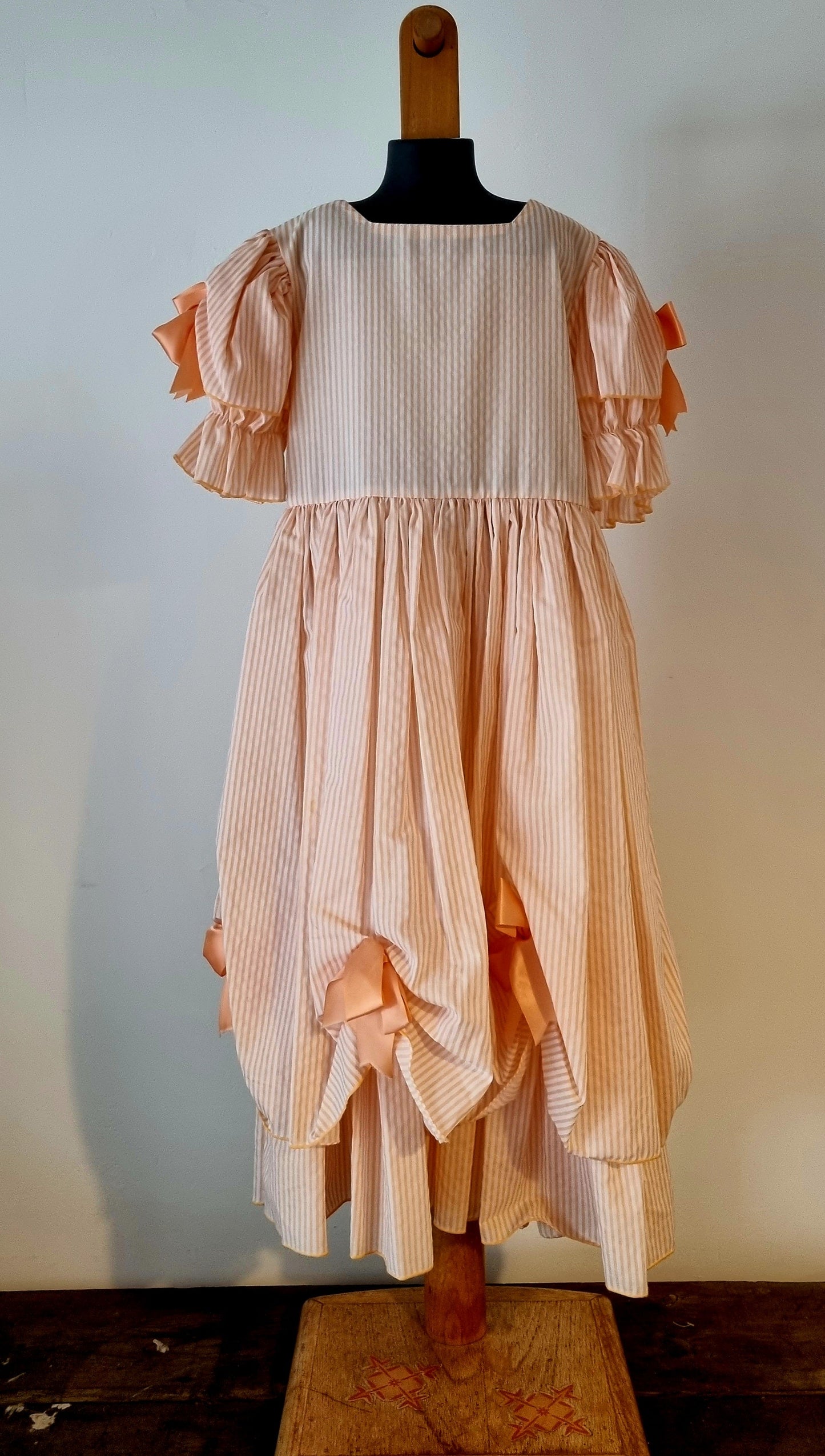 Vintage Peach Candy Stripe Bridesmaid Dress