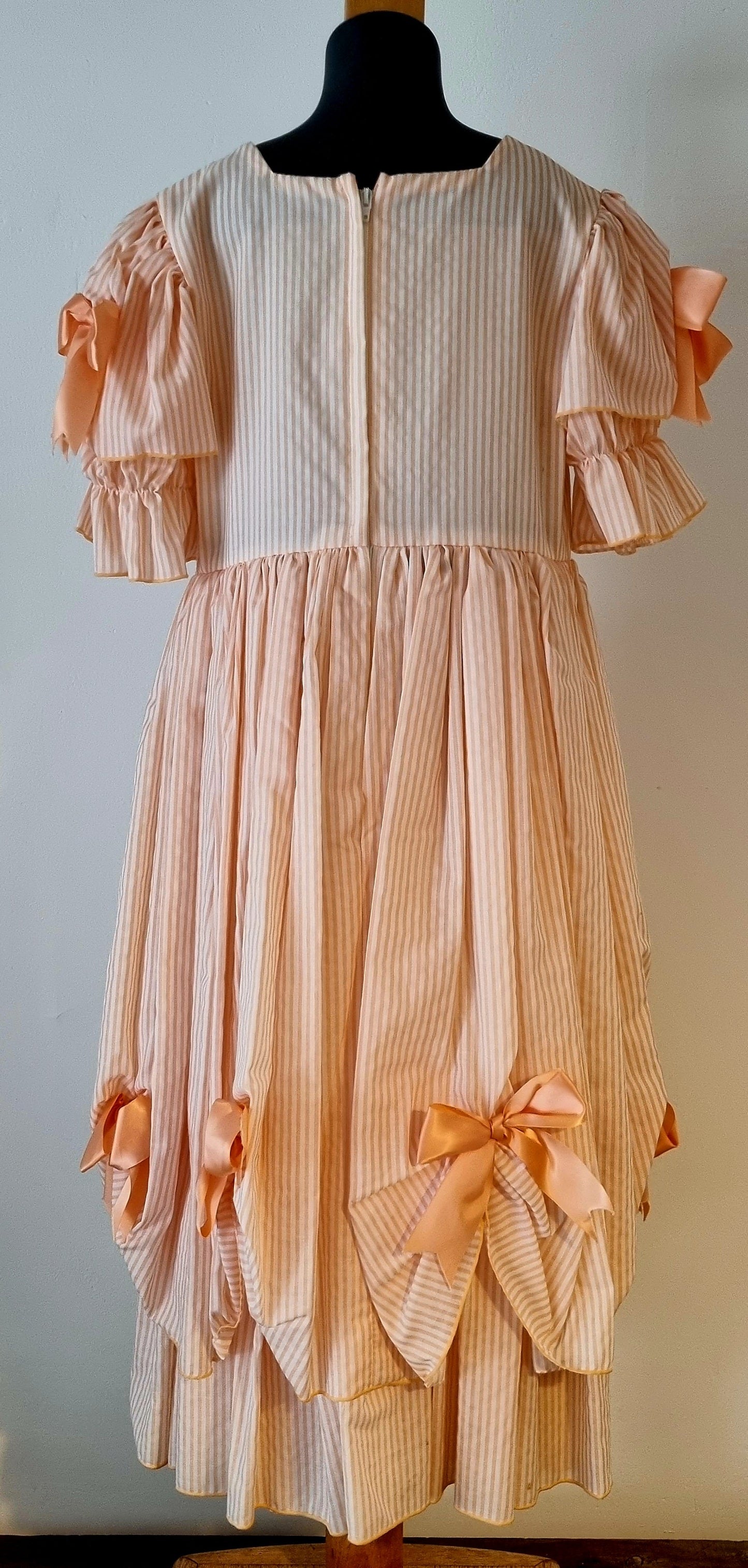 Vintage Peach Candy Stripe Bridesmaid Dress