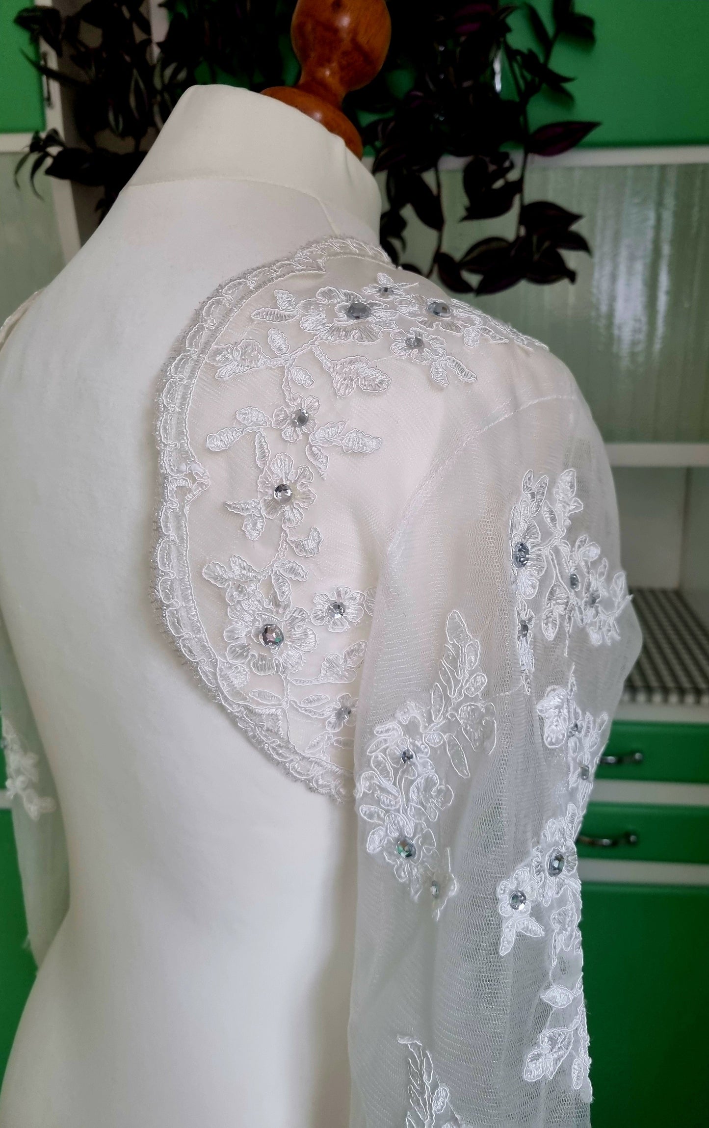 Wedding Dress Top Piece UK12 White Sheer Bridal Layering Top