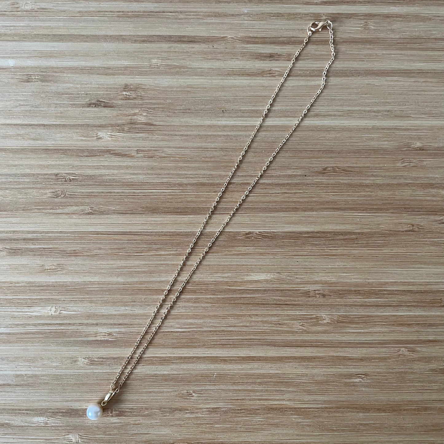 Necklace Vintage Pearly Drop Gold Tone Pendant with Chain