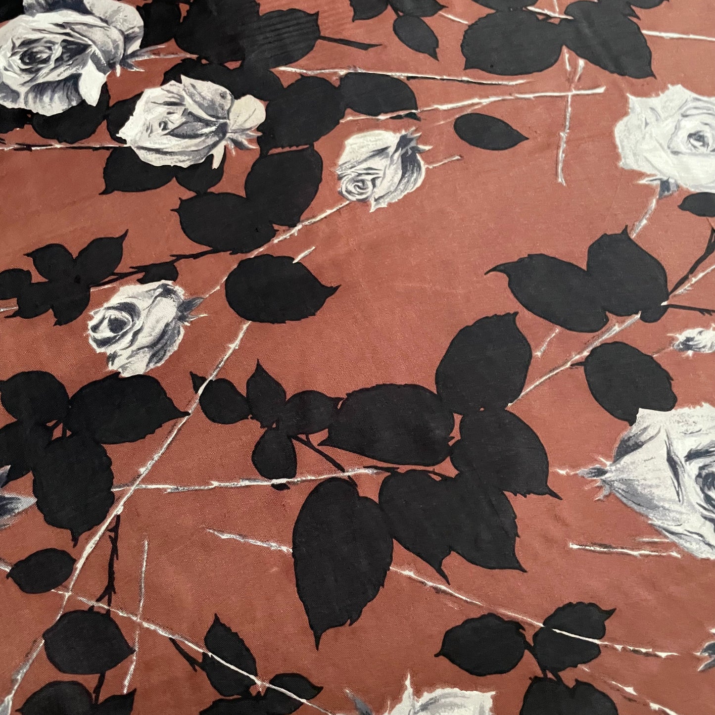 The Brown Rose One Vintage Scarf Handmade Unique Design