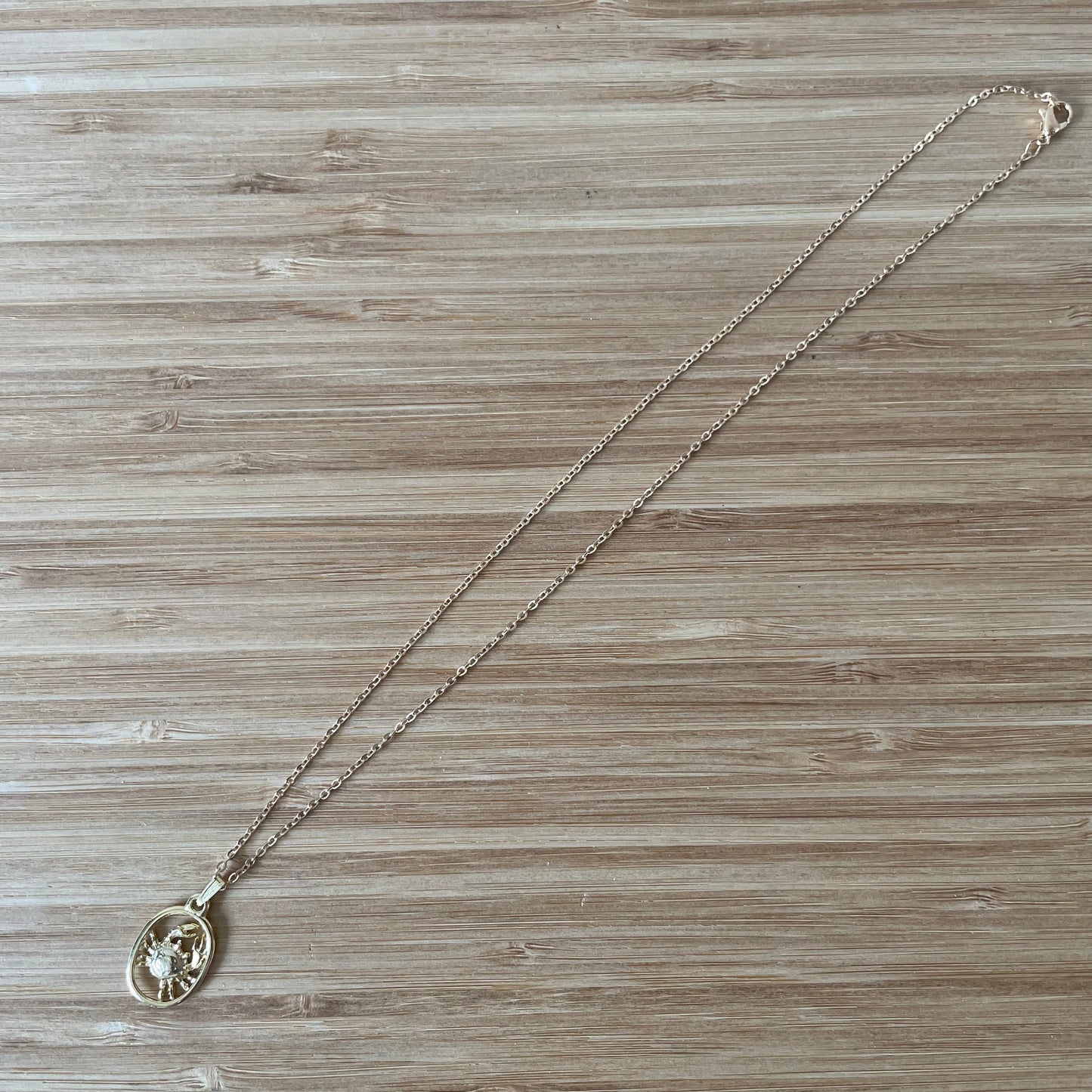 Necklace Vintage Crab Gold Tone 70s Cancer Zodiac Pendant