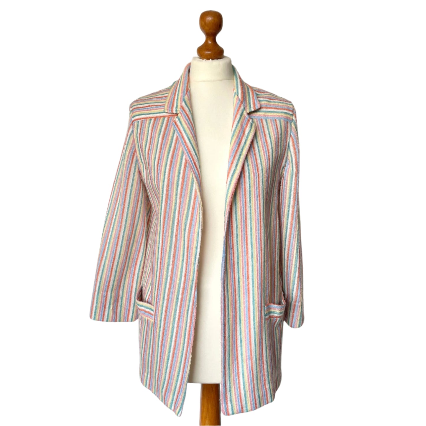 Vintage Terry Towelling Pastel Striped Summer Blazer Jacket