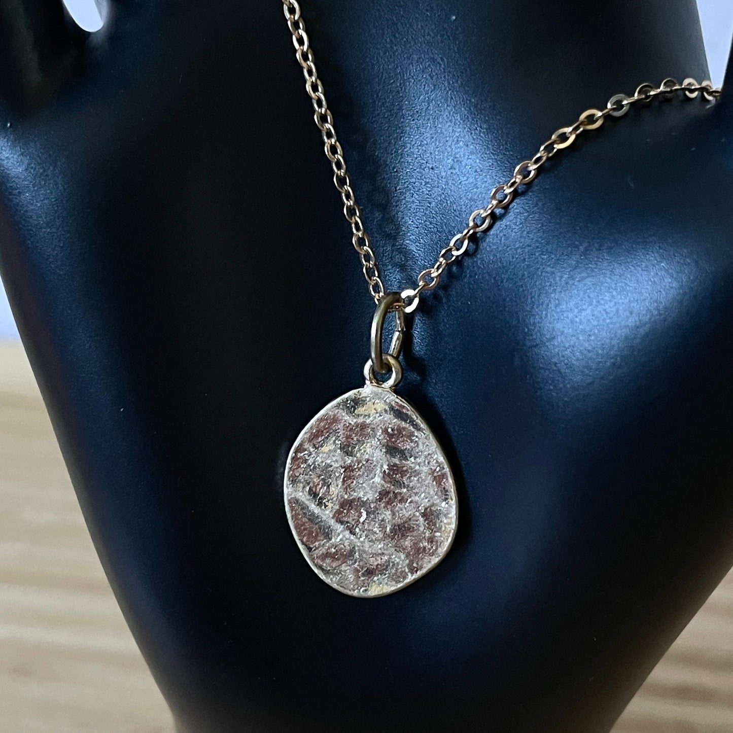 Necklace Vintage Hammered Statement Gold Tone Pendant Piece