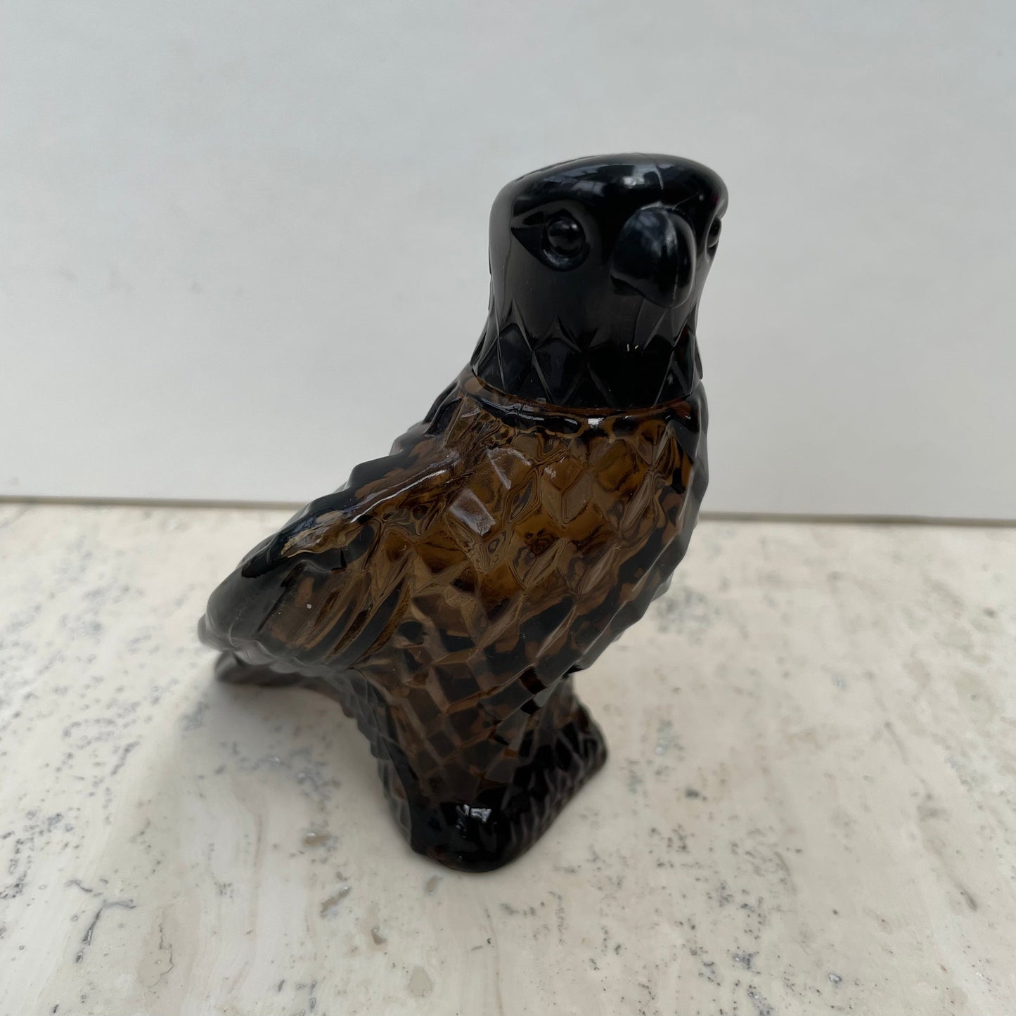 Vintage Avon Falcon Bird Black Suede After Shave Decanter 75ml Empty