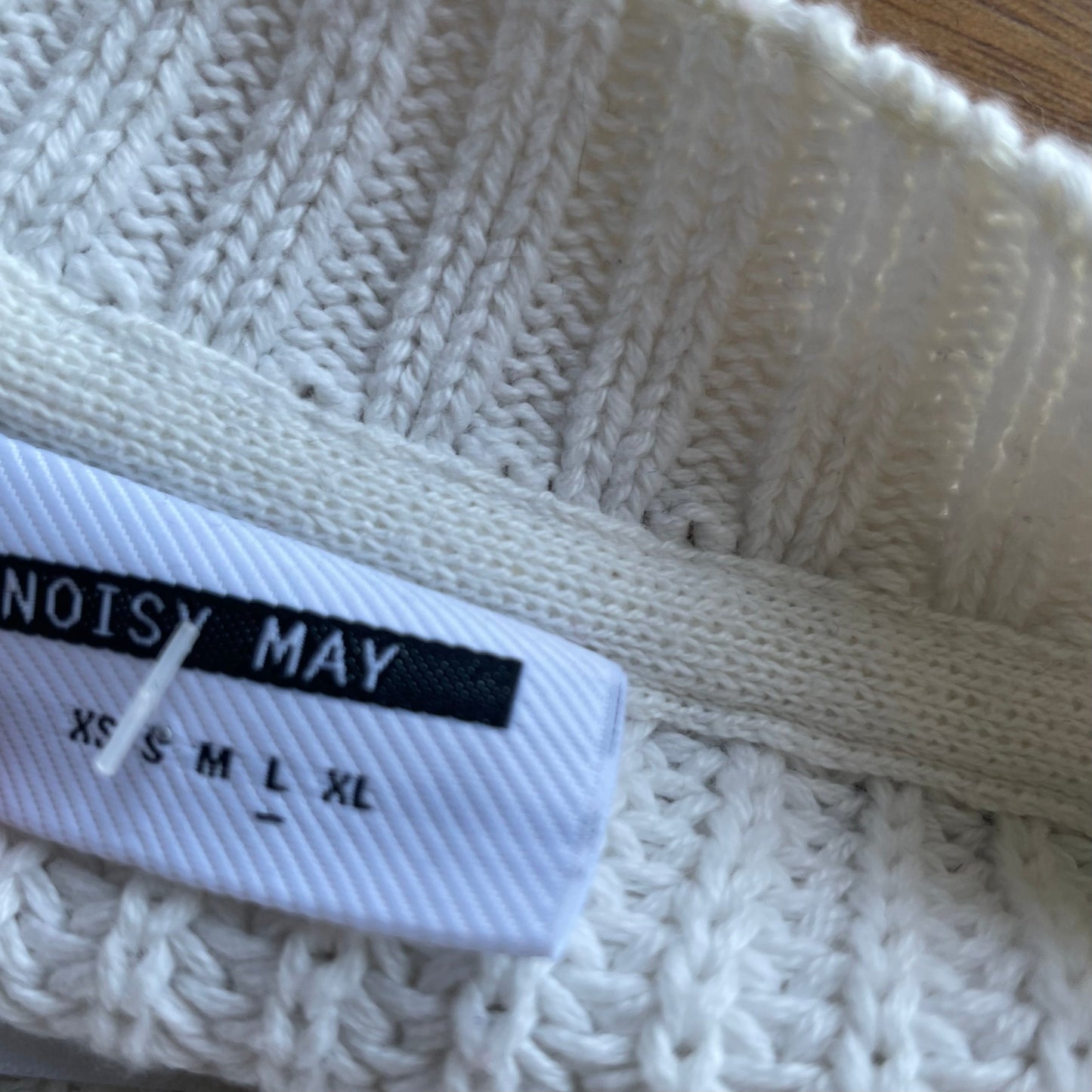 Preloved Pink, Green and White Noisy May Knitted Jumper Large