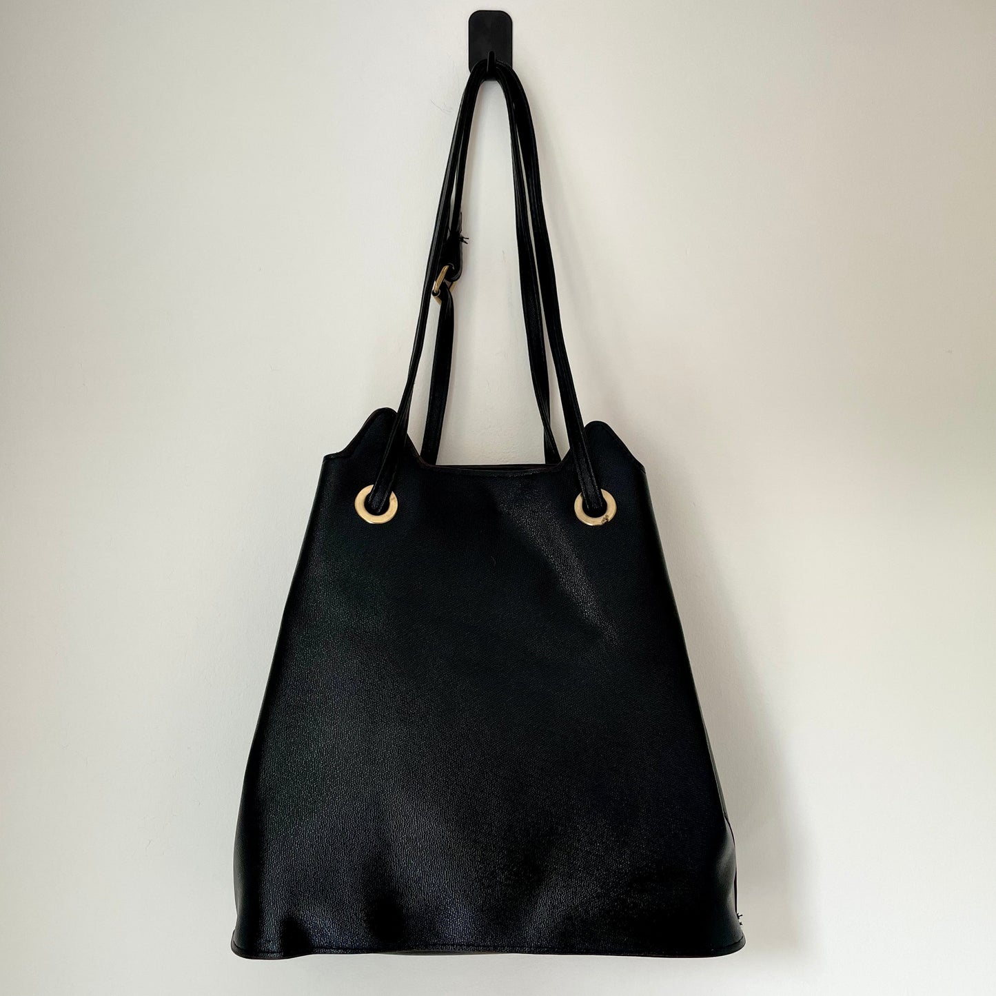Vintage Black Leather Novelty Cat Shoulder Handbag