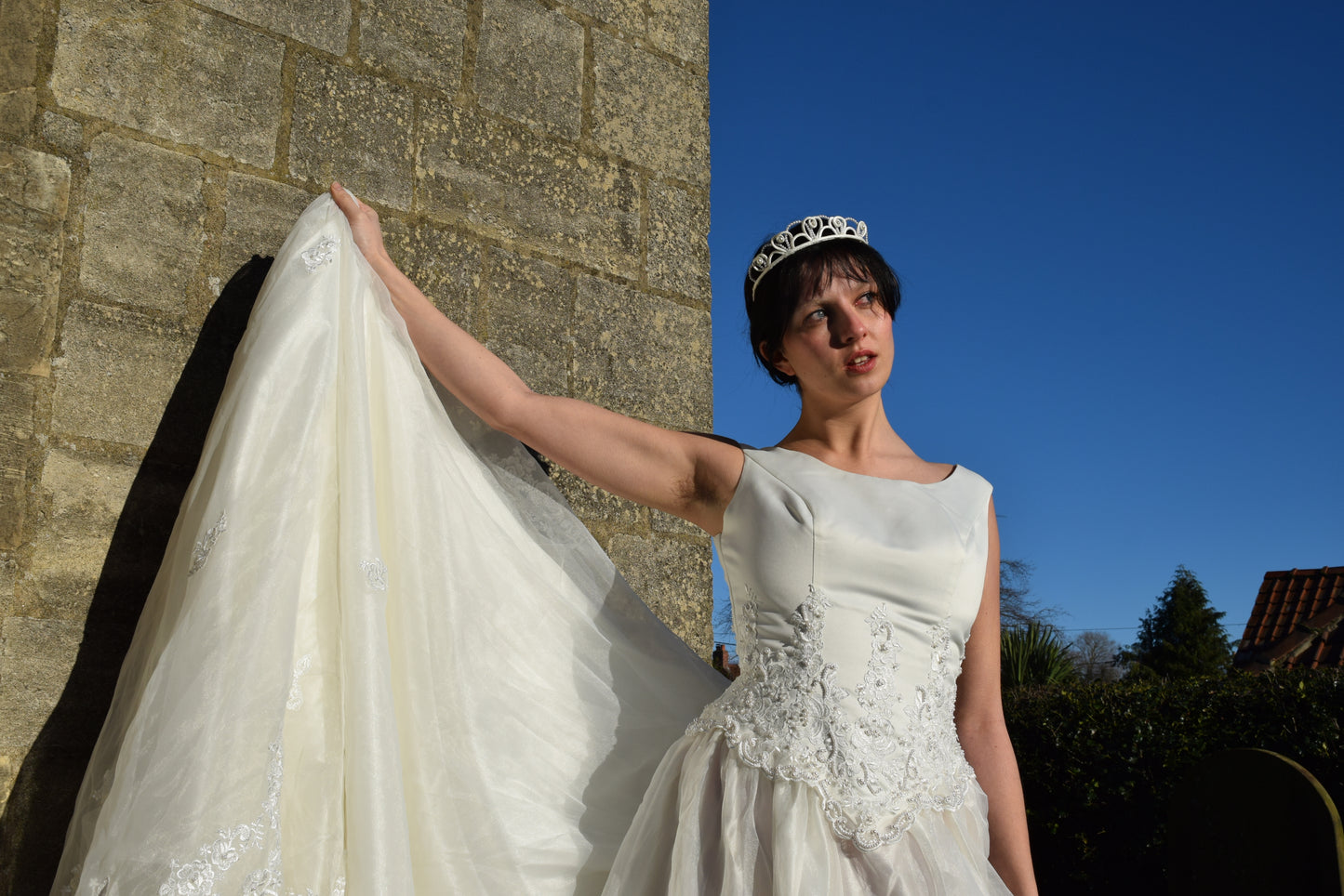 Vintage Wedding Dress UK68 Aline Bridal Gown with Beaded Lace