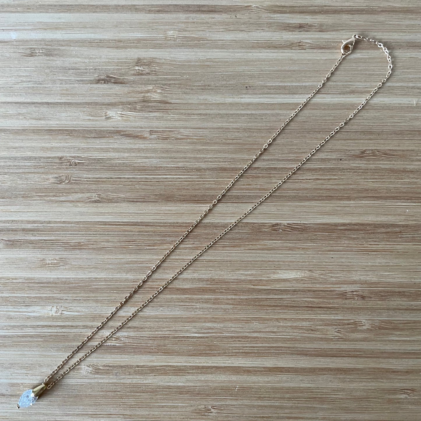 Necklace Vintage Teardrop Cubic Zirconia Gold Tone Pendant