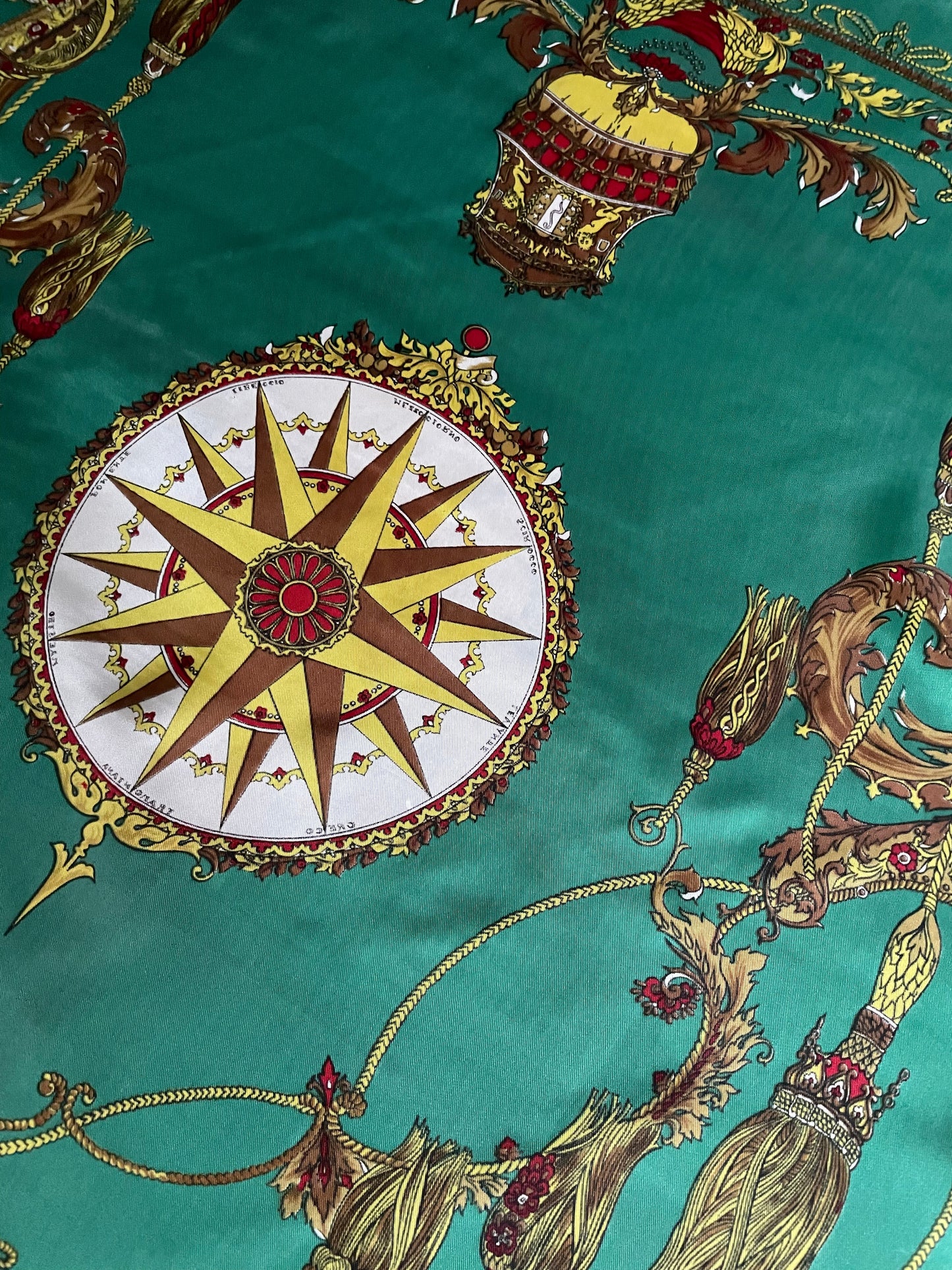 The Green Compass One.Vintage Scarf Vintage Accessories Handmade Unique Design