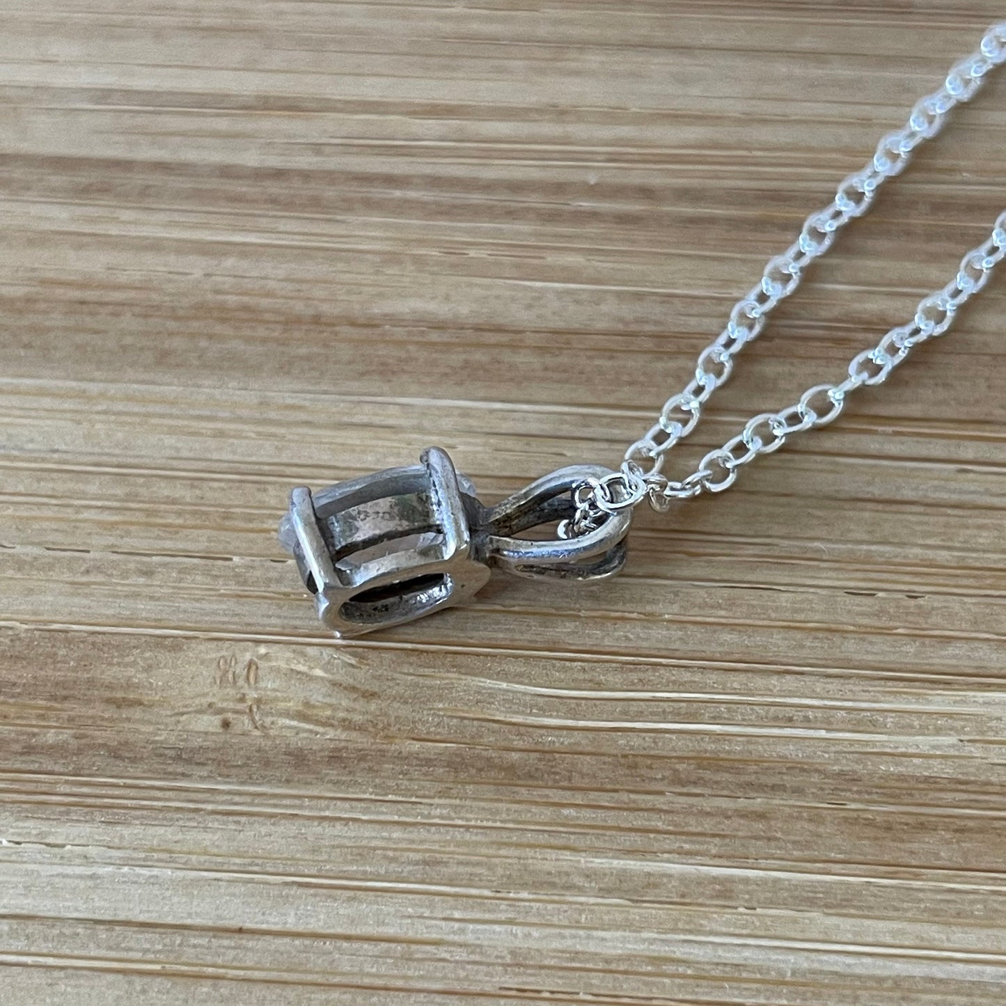Necklace Vintage Oval Cubic Zirconia Drop Silver Tone Pendant