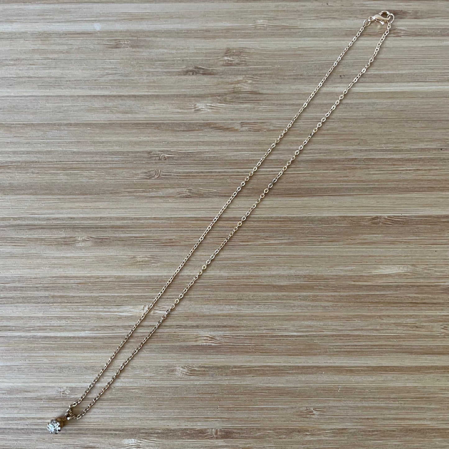 Vintage Small Octagonal Drop Gold Tone Pendant Necklace
