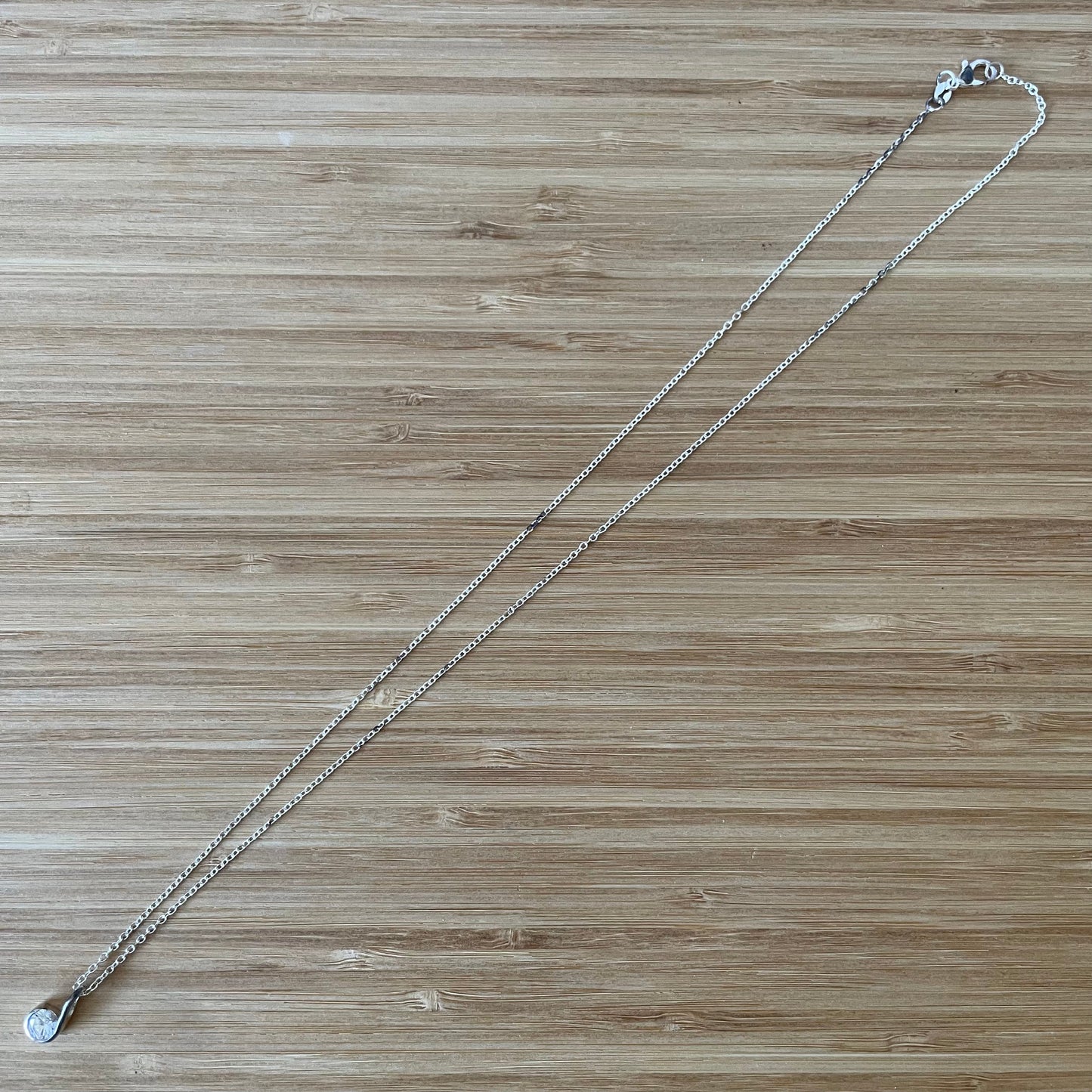 Necklace Vintage Asymmetric Cubic Zirconia Sterling Silver 925 Drop