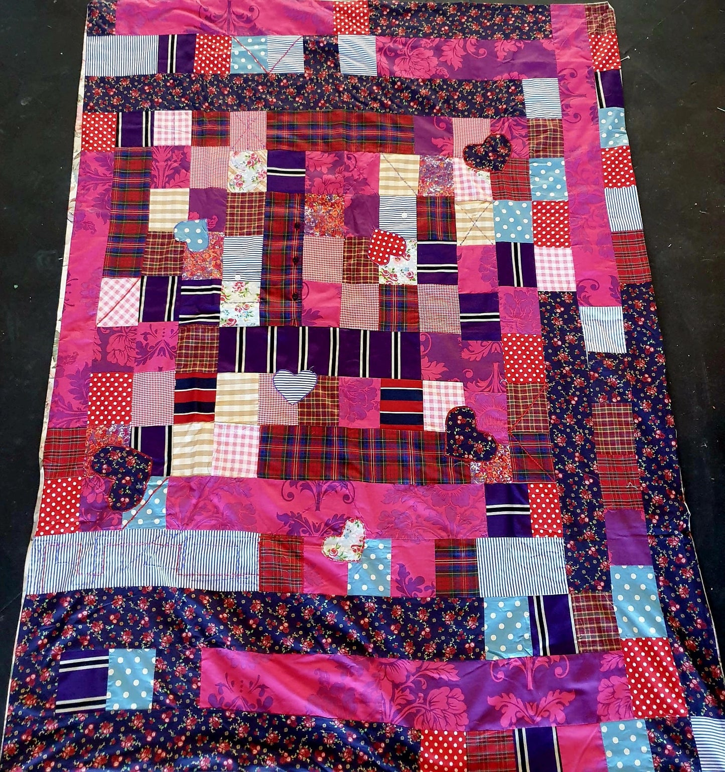 Vintage Doublesided Handmade Quilt for Cosy Home Décor