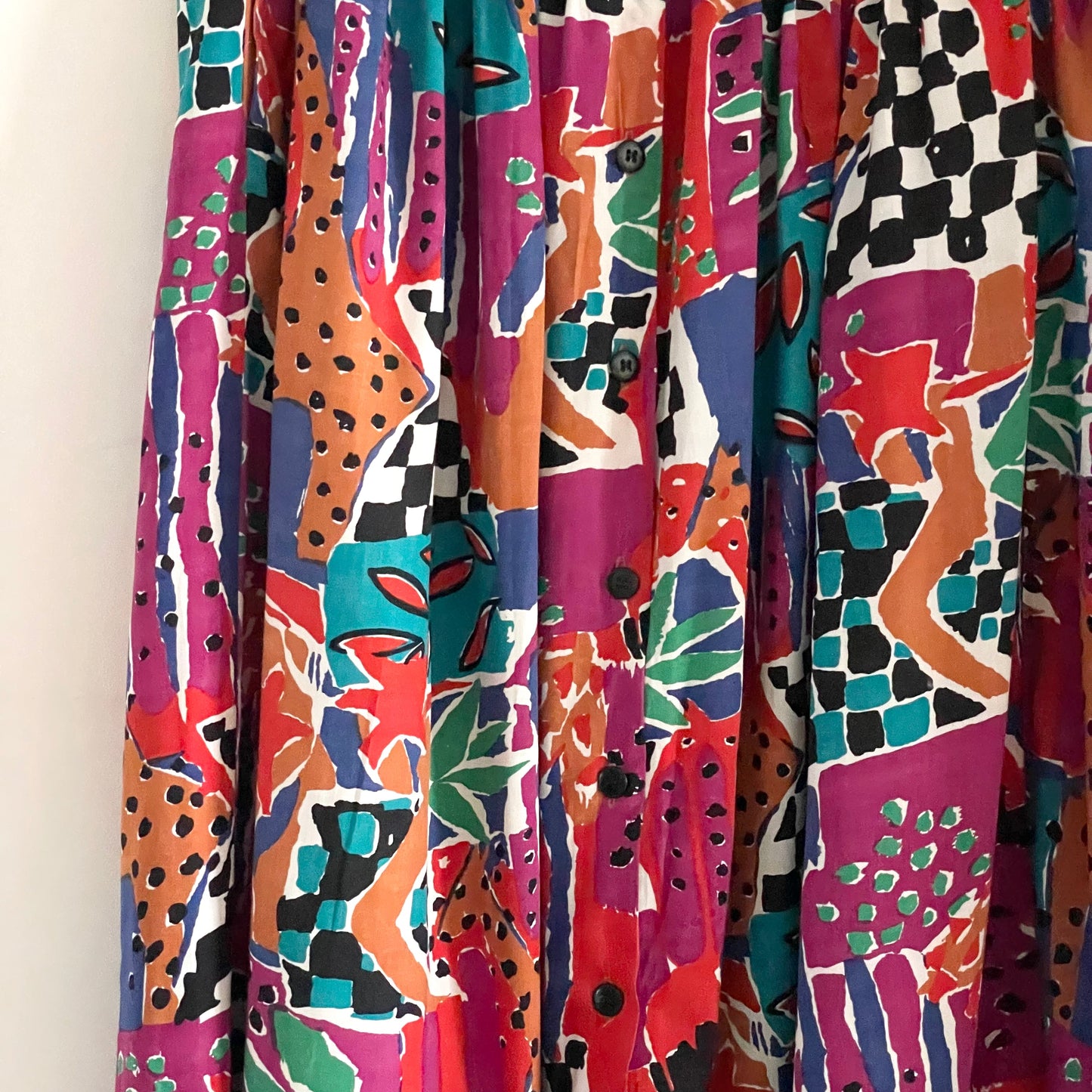 Vintage Equation Button Up Multicoloured Abstract Skirt