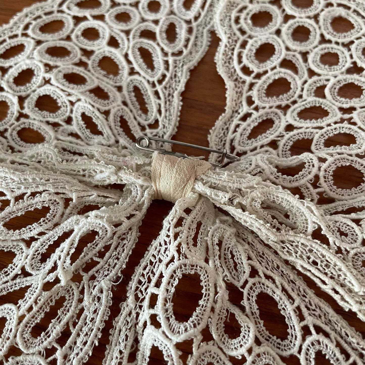 Vintage Victorian Antique Handmade Oversized Lace Bow Brooch