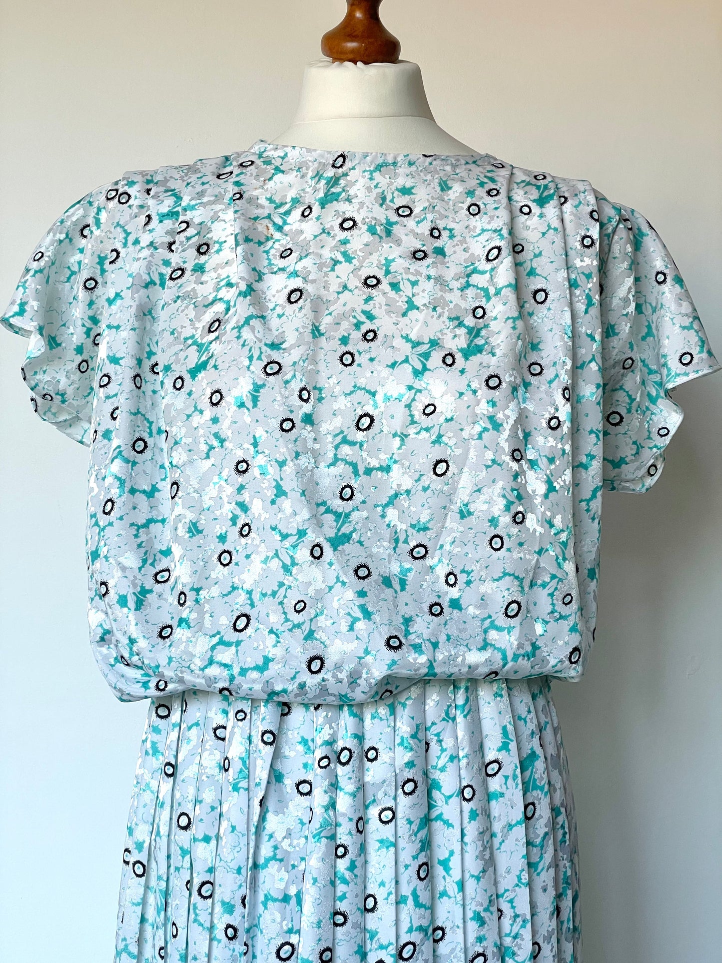 Vintage Mark Angelo Floral Summer Pleated Midi Dress Made in England