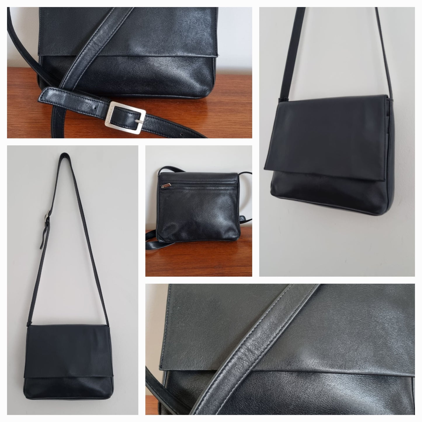 Black Flap Shoulder Handbag Vintage in Excellent Condition