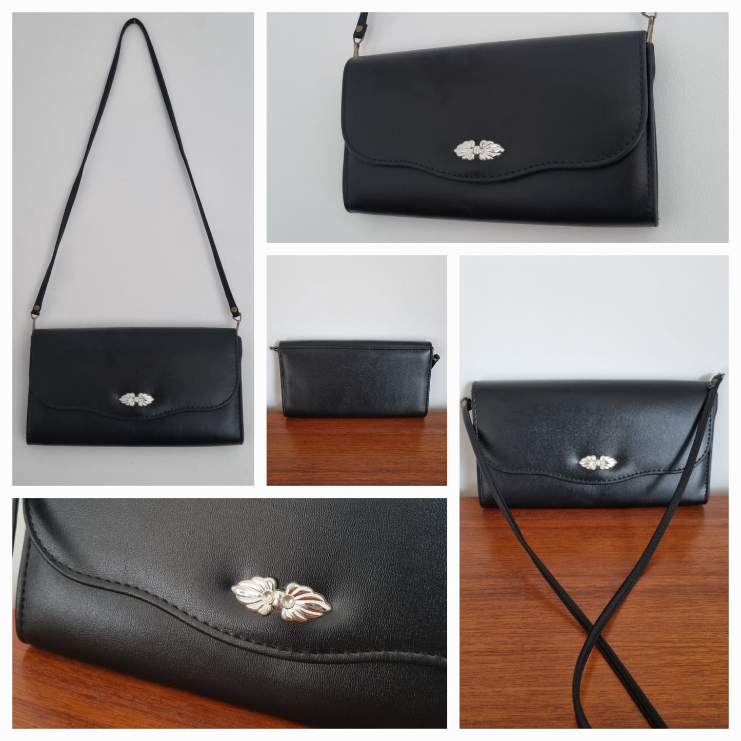 Black and Silver Evening Shoulder Handbag Vintage Elegance