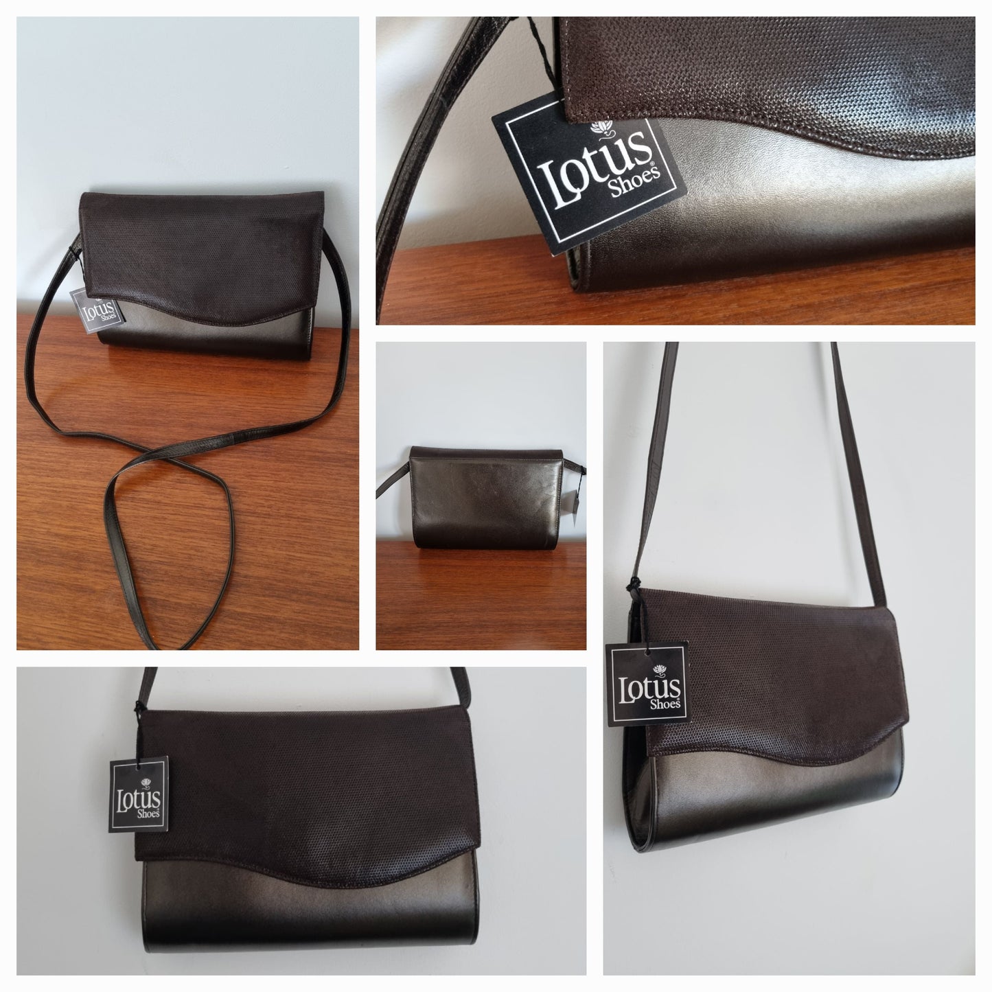 Brown Lotus Wave Envelope Shoulder Handbag Vintage Charm