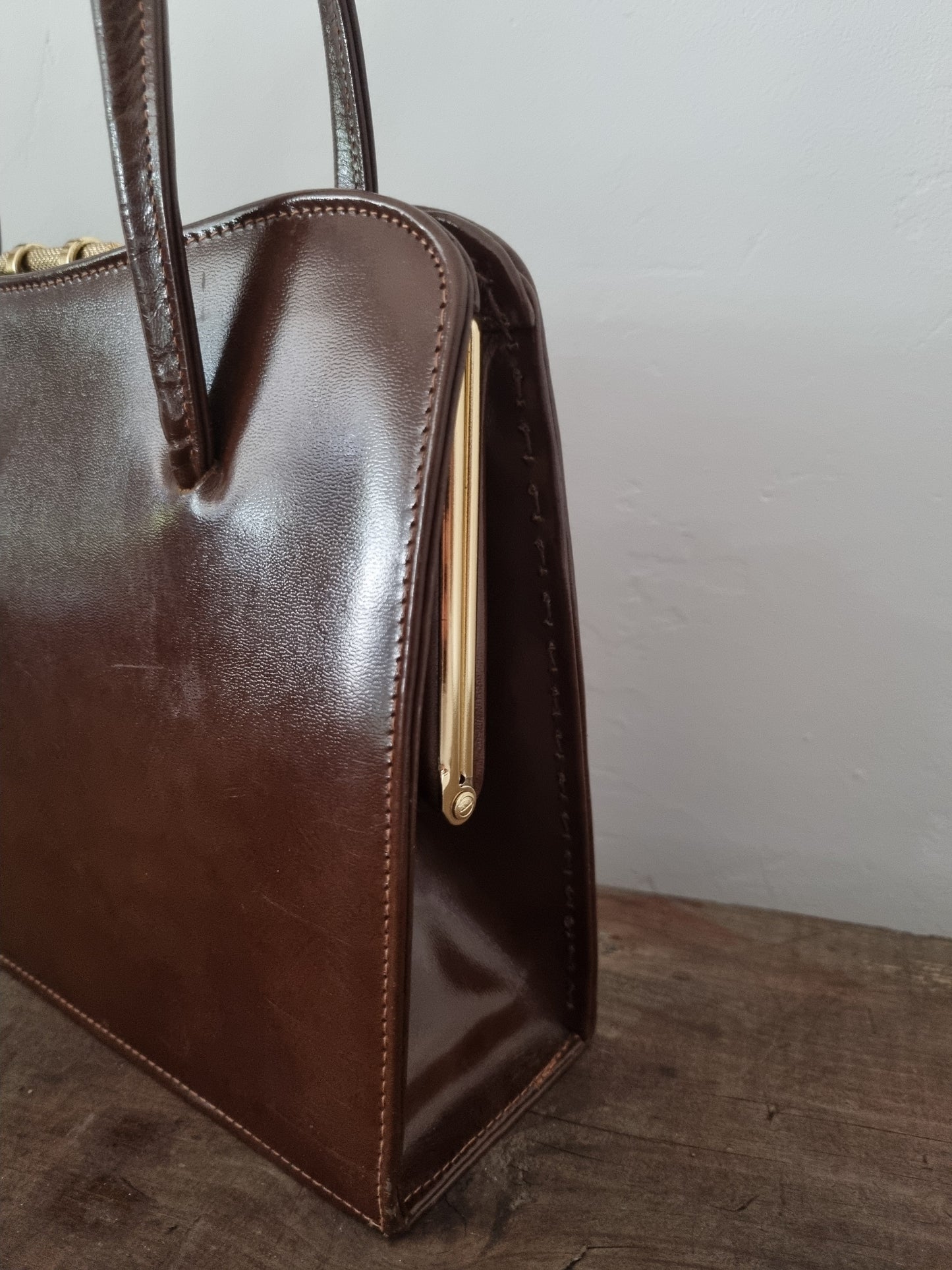 Leather Brown Ackery Handbag in Flawless Condition Made in England