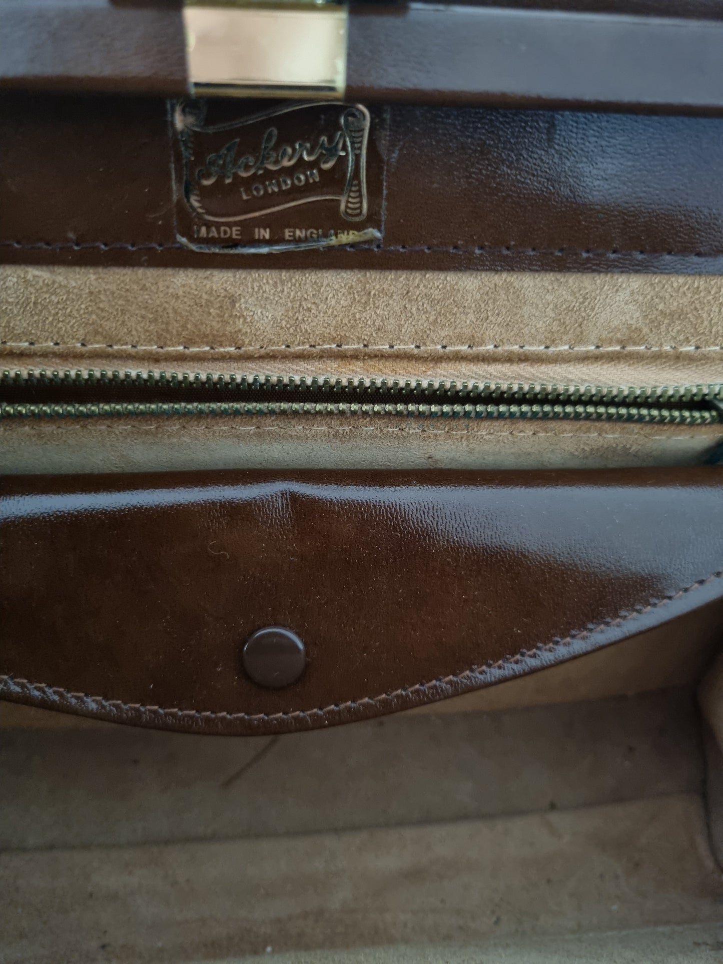 Leather Brown Ackery Handbag in Flawless Condition Made in England