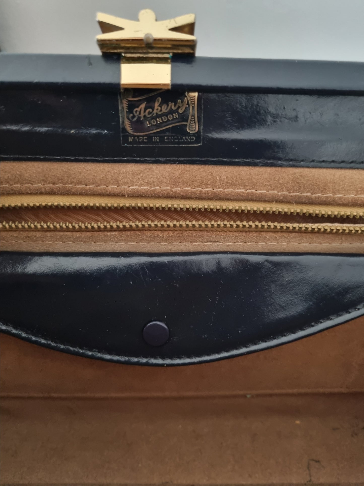 Blue Navy Ackery Handbag Made in England Like New Condition