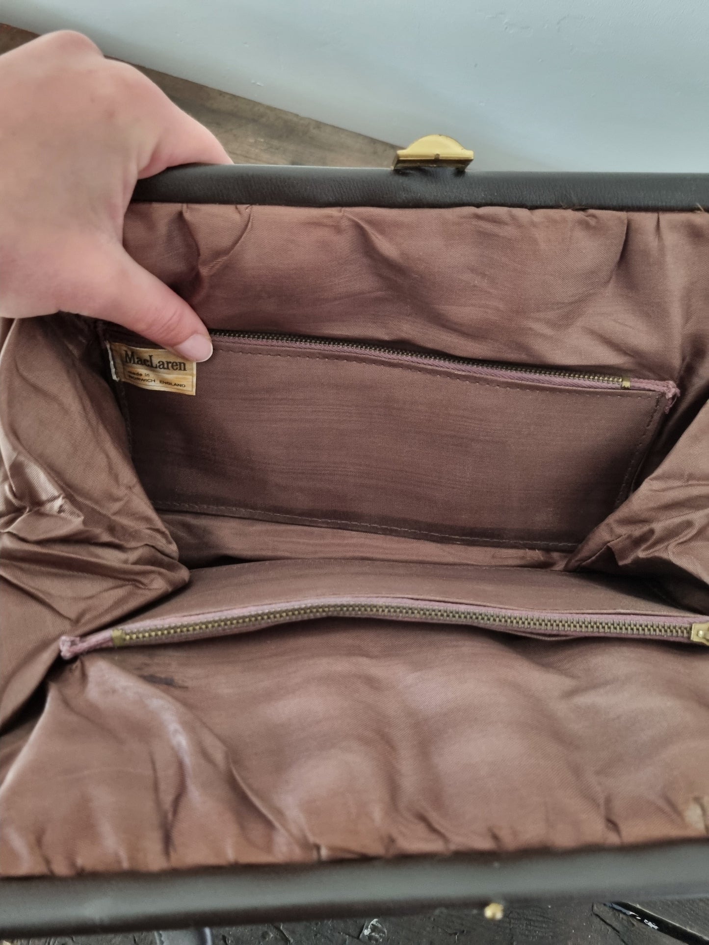 Large Faux Leather MacLaren Handbag Made in England Chic and Spacious