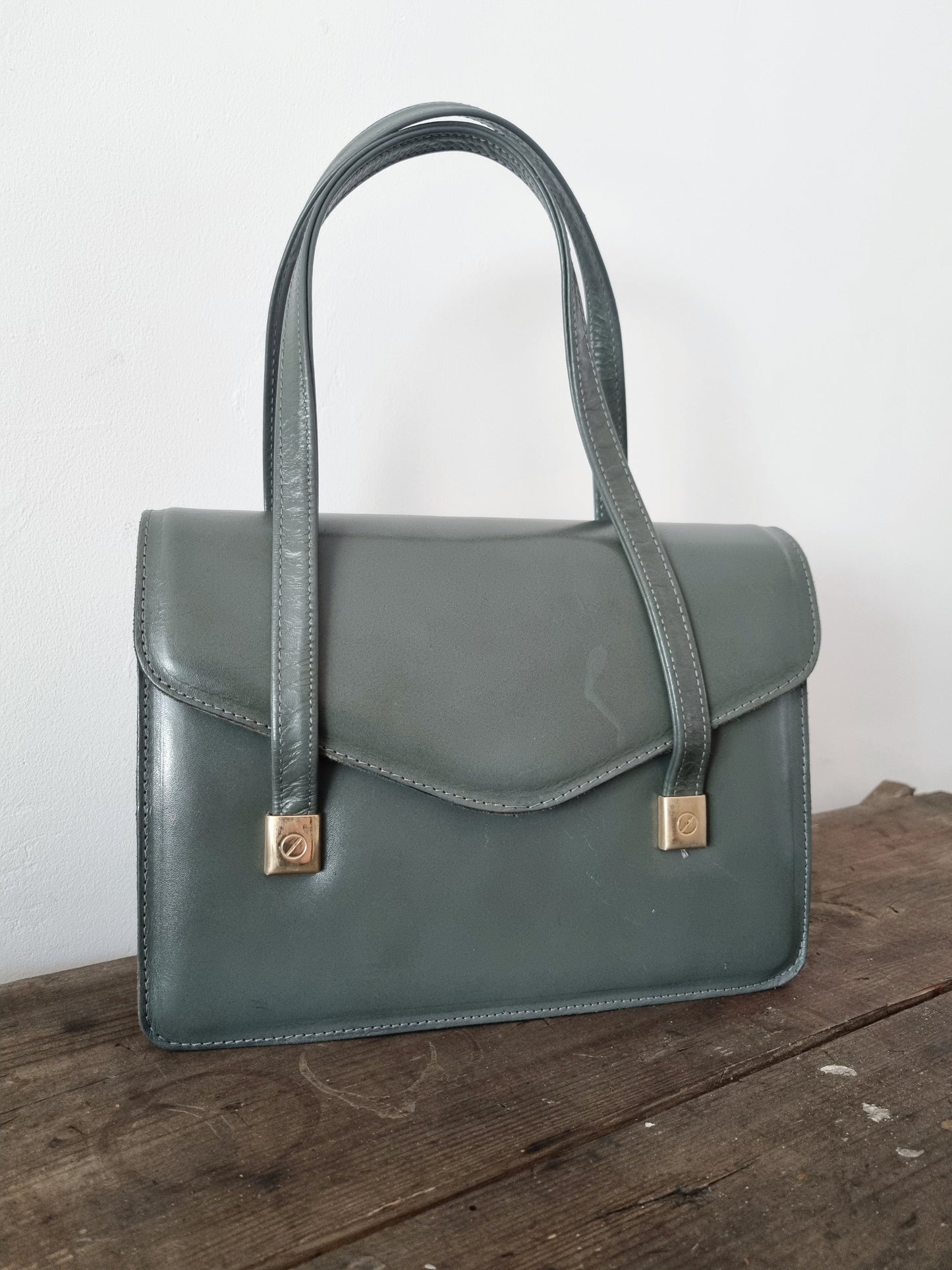 Fab 60s Nova Grey Satchel Top Handle Bag Like New Vintage