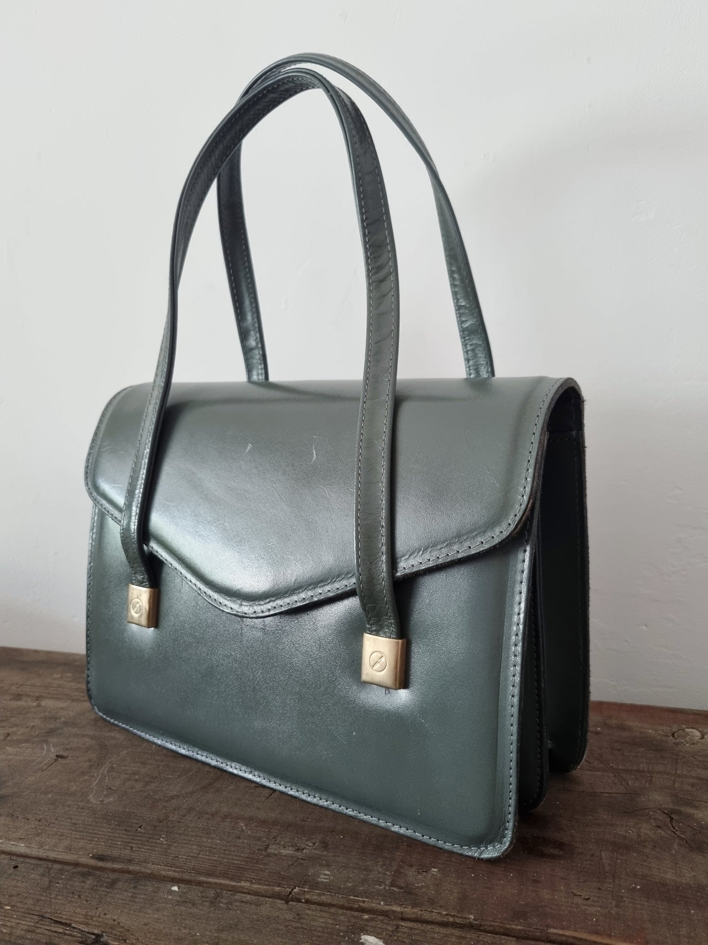 Fab 60s Nova Grey Satchel Top Handle Bag Like New Vintage