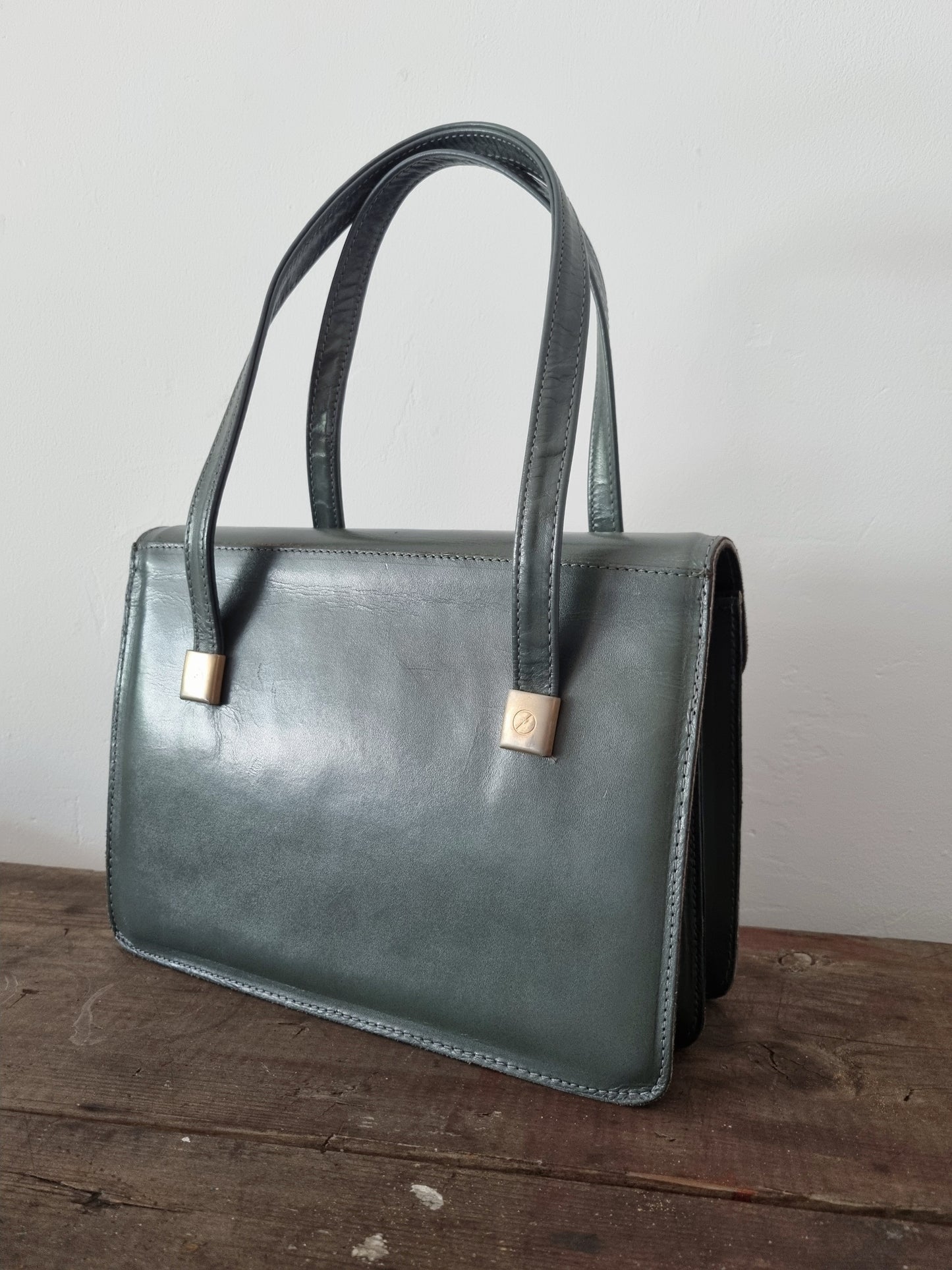 Fab 60s Nova Grey Satchel Top Handle Bag Like New Vintage