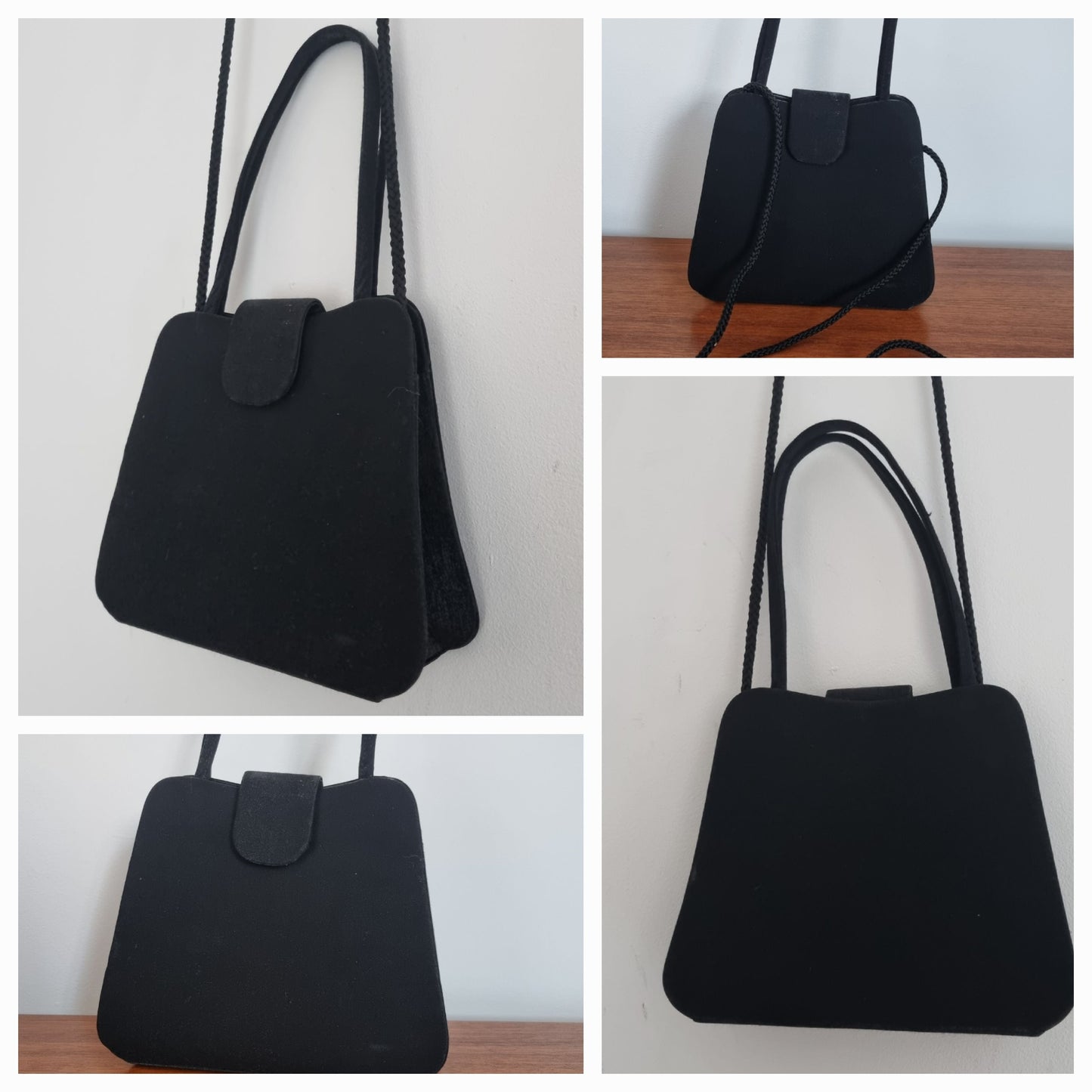 Black Evening Shiny Shoulder Handbag Vintage Elegance