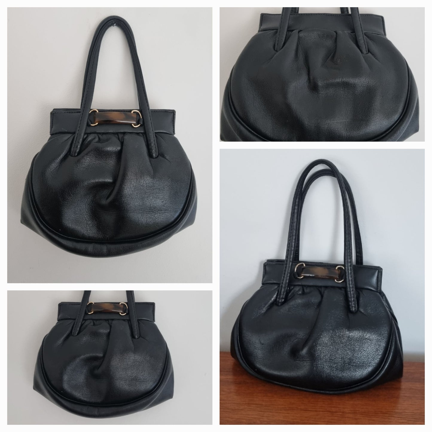 Chamelle by Essell Black Shoulder Handbag Vintage Charm