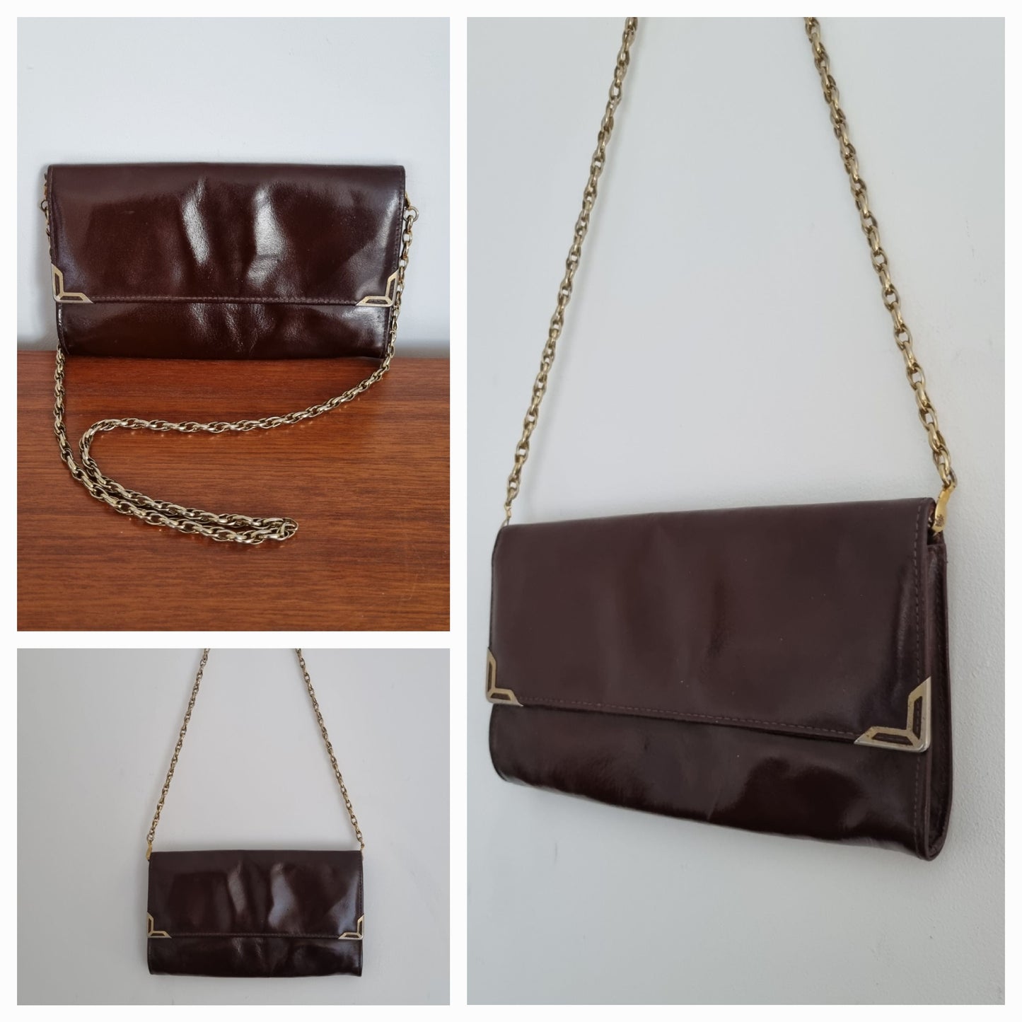 Jane Shilton Deep Brown Wallet Style Shoulder Handbag Vintage