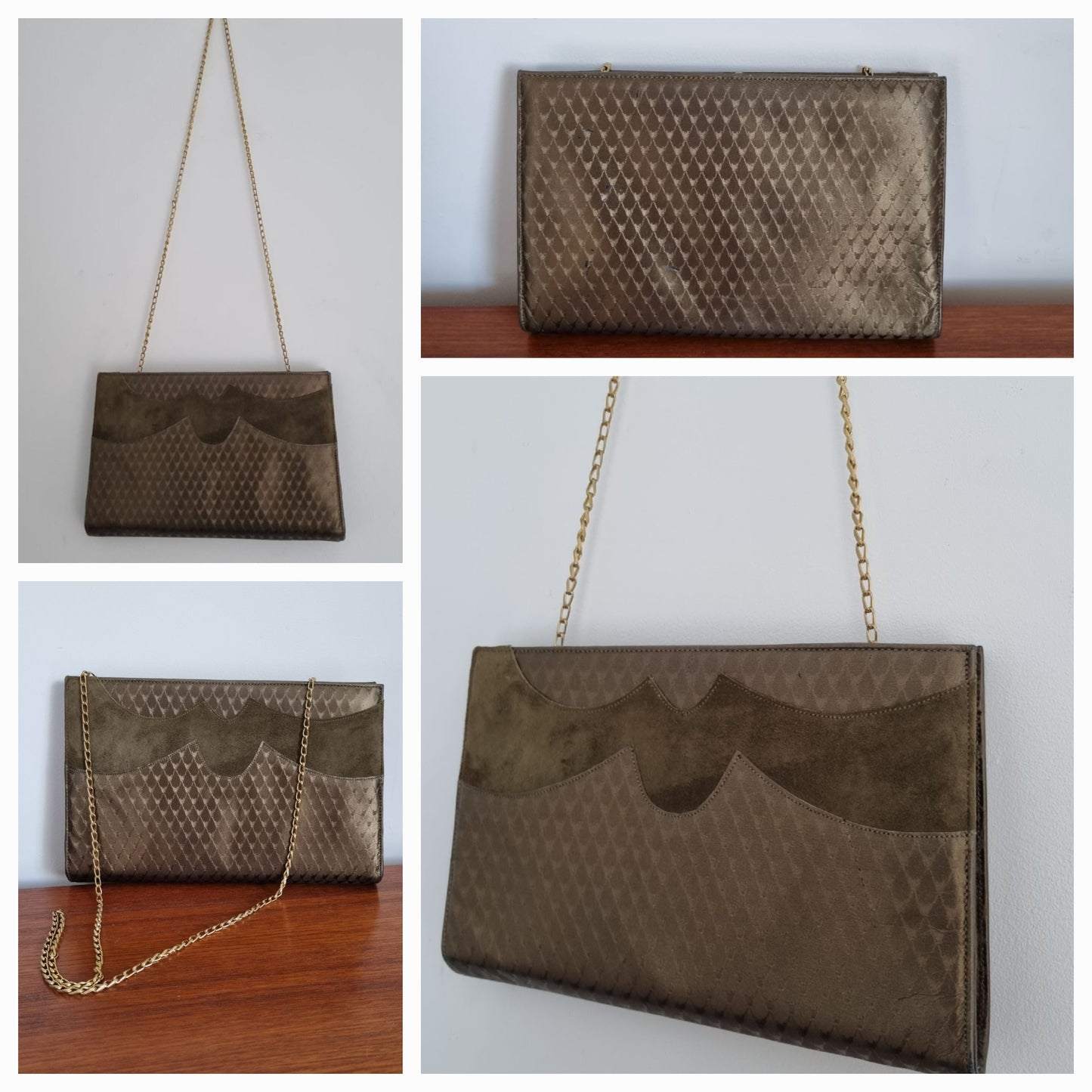 Green Brown Pattern Shoulder Handbag Vintage for Timeless Style