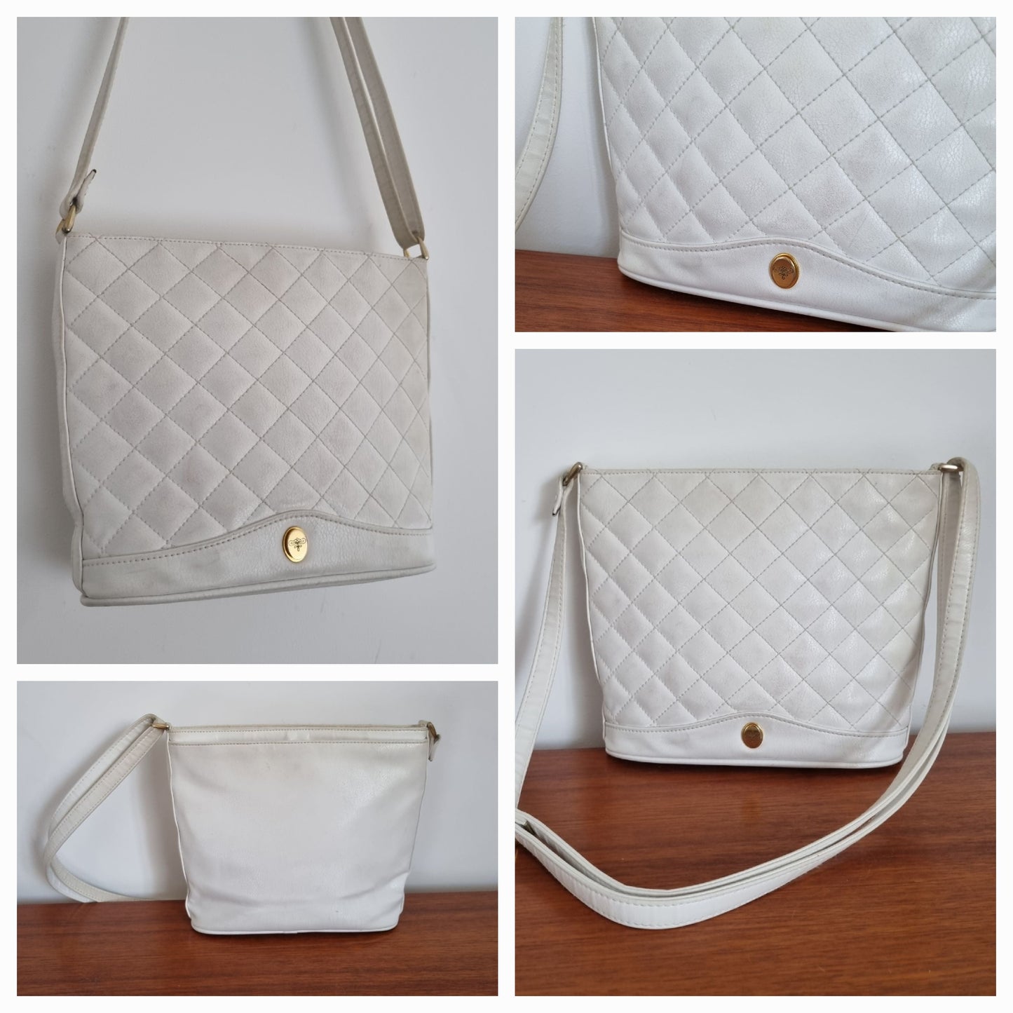 White Quilted Shoulder Handbag Vintage in Excellent Condition