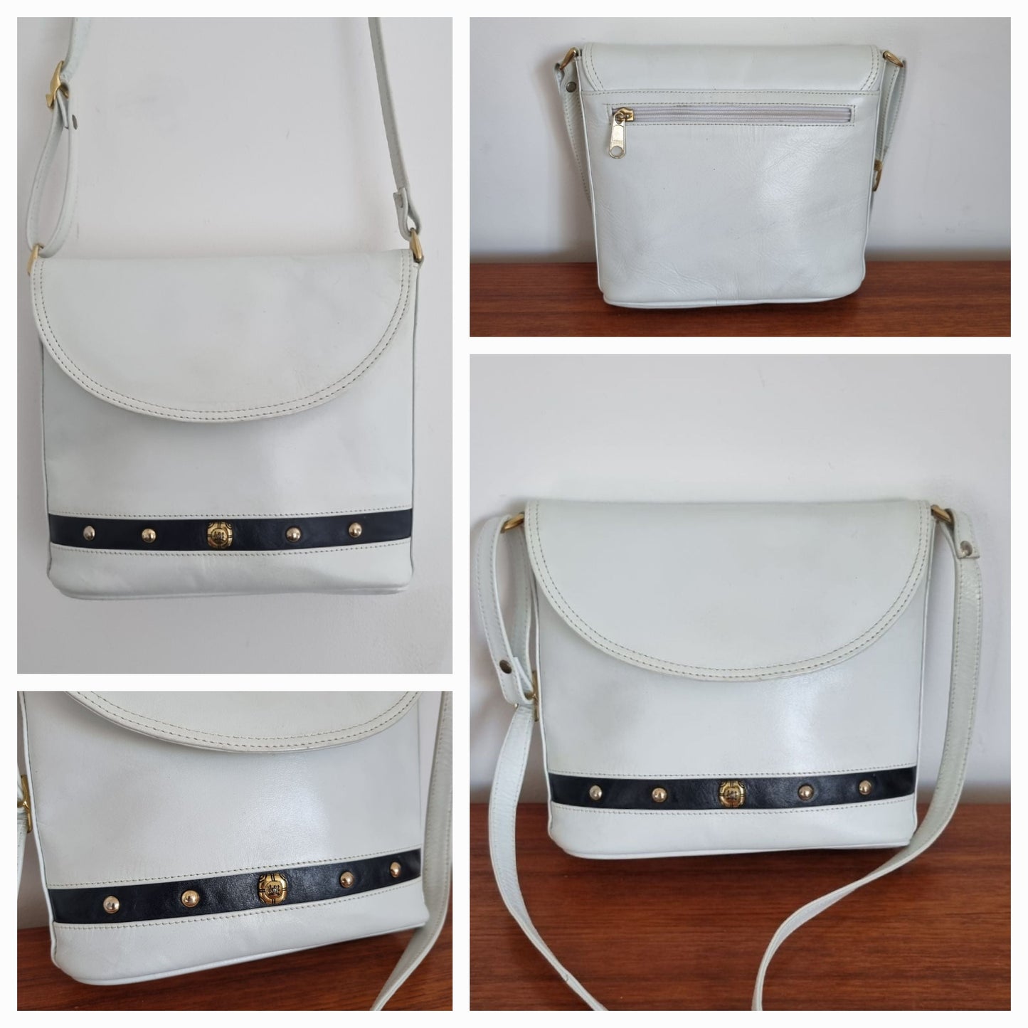 White and Black Shoulder Handbag Vintage in Flawless Condition