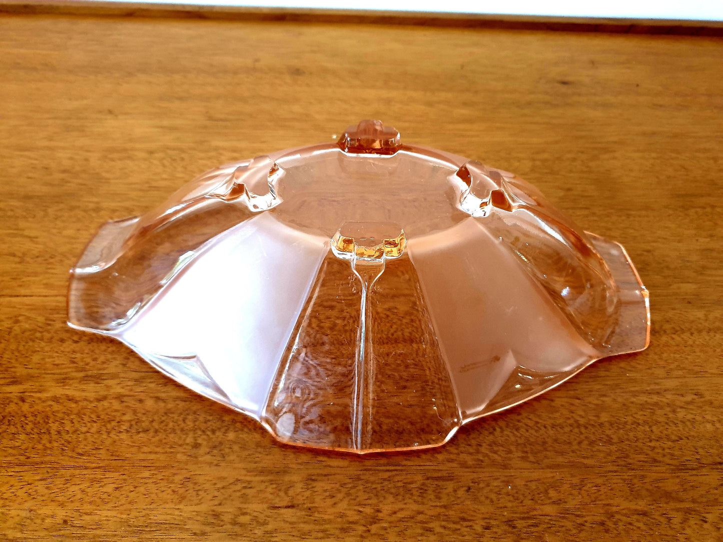 Glass Bowl 1930s Deep Pink Dish with Feet Vintage Homeware. Display Item