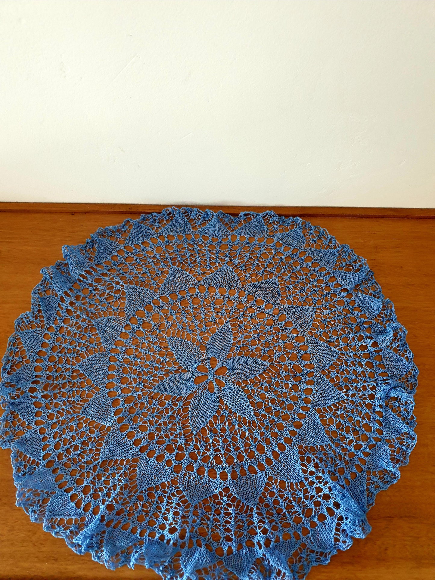 Fine Handmade Blue Doilie for Elegant Home Décor