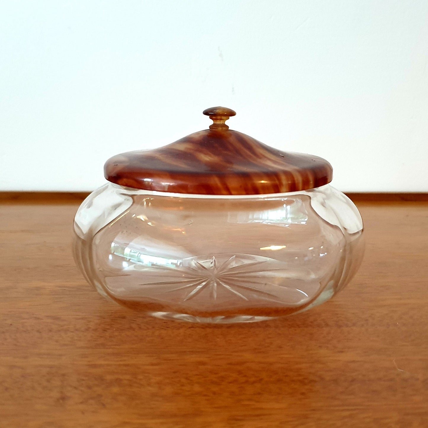 Bakelite 1930s Glass Animal Print Container Vintage Beauty Storage