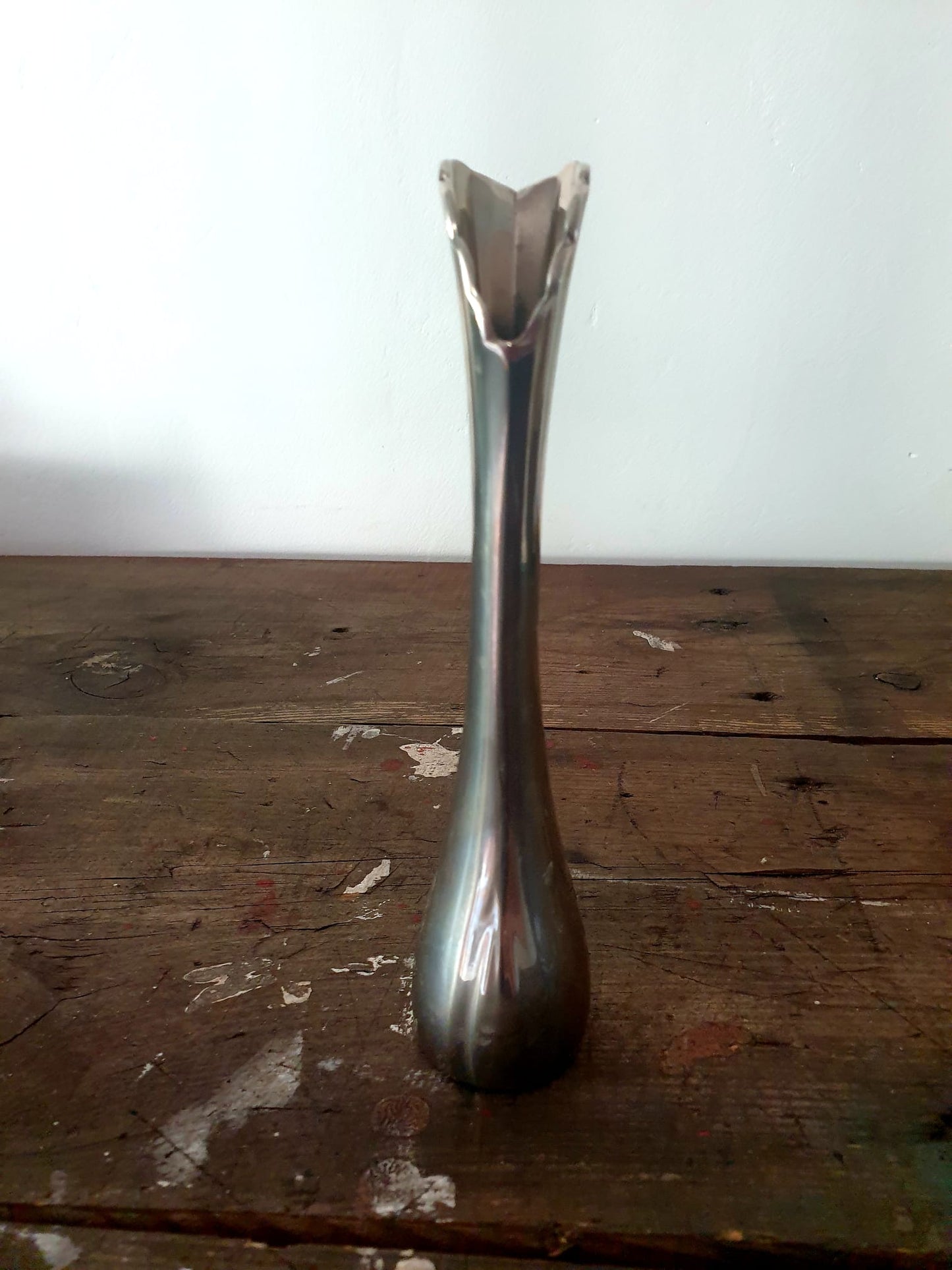 Swan Home Decor Silver Fluted Vase for Single Stem Arrangement