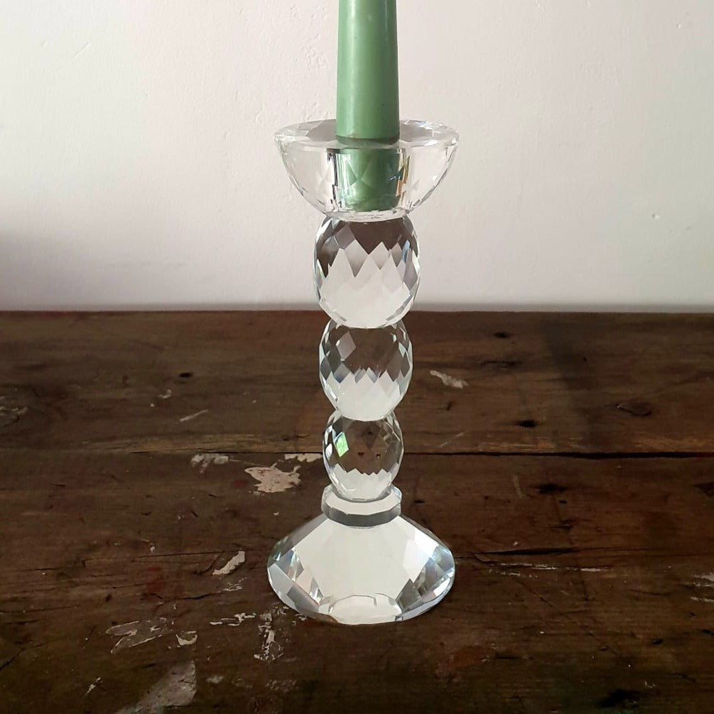 Vintage Chunky Cut Glass Candlestick for Elegant Home Décor