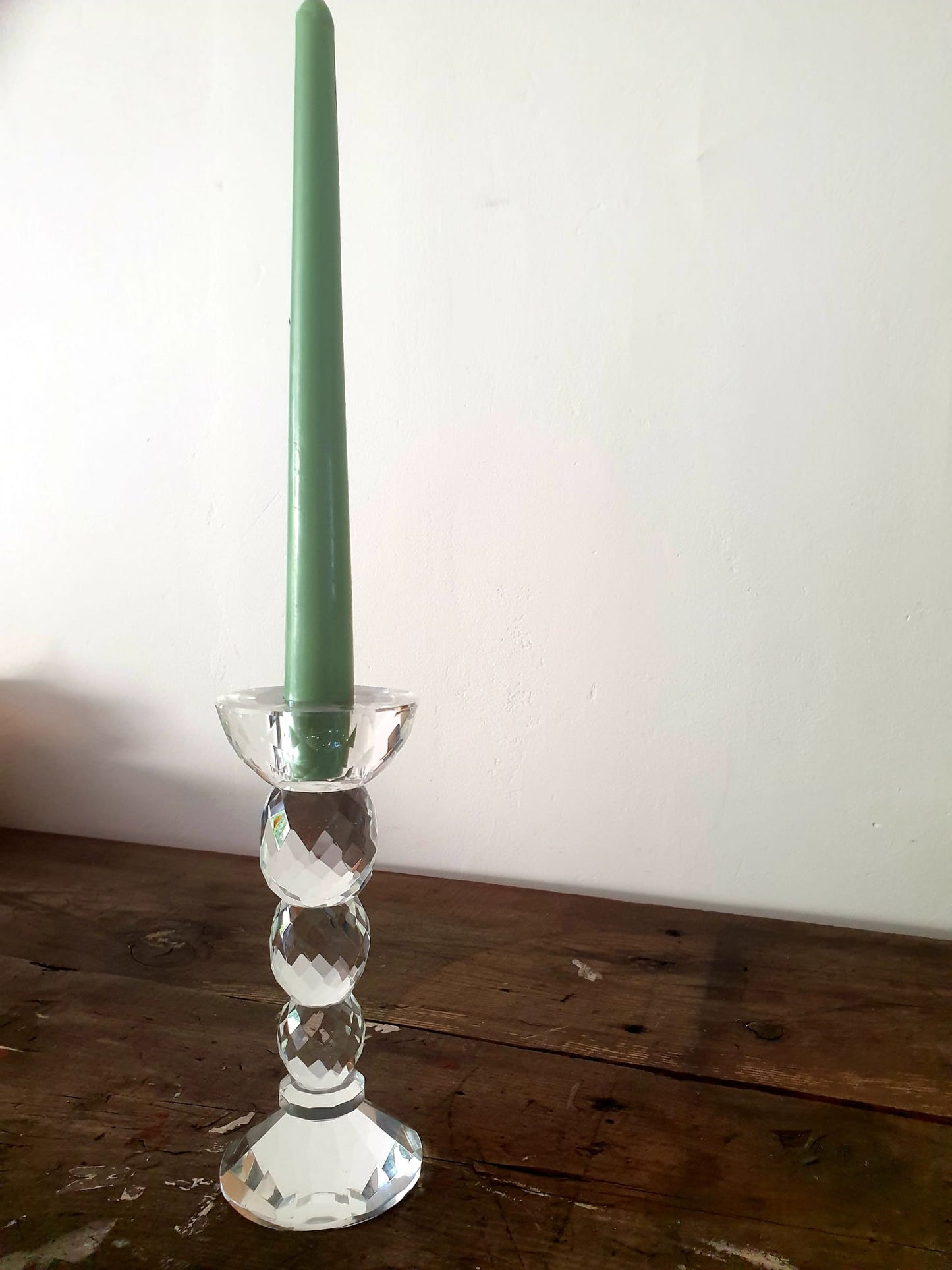 Vintage Chunky Cut Glass Candlestick for Elegant Home Décor