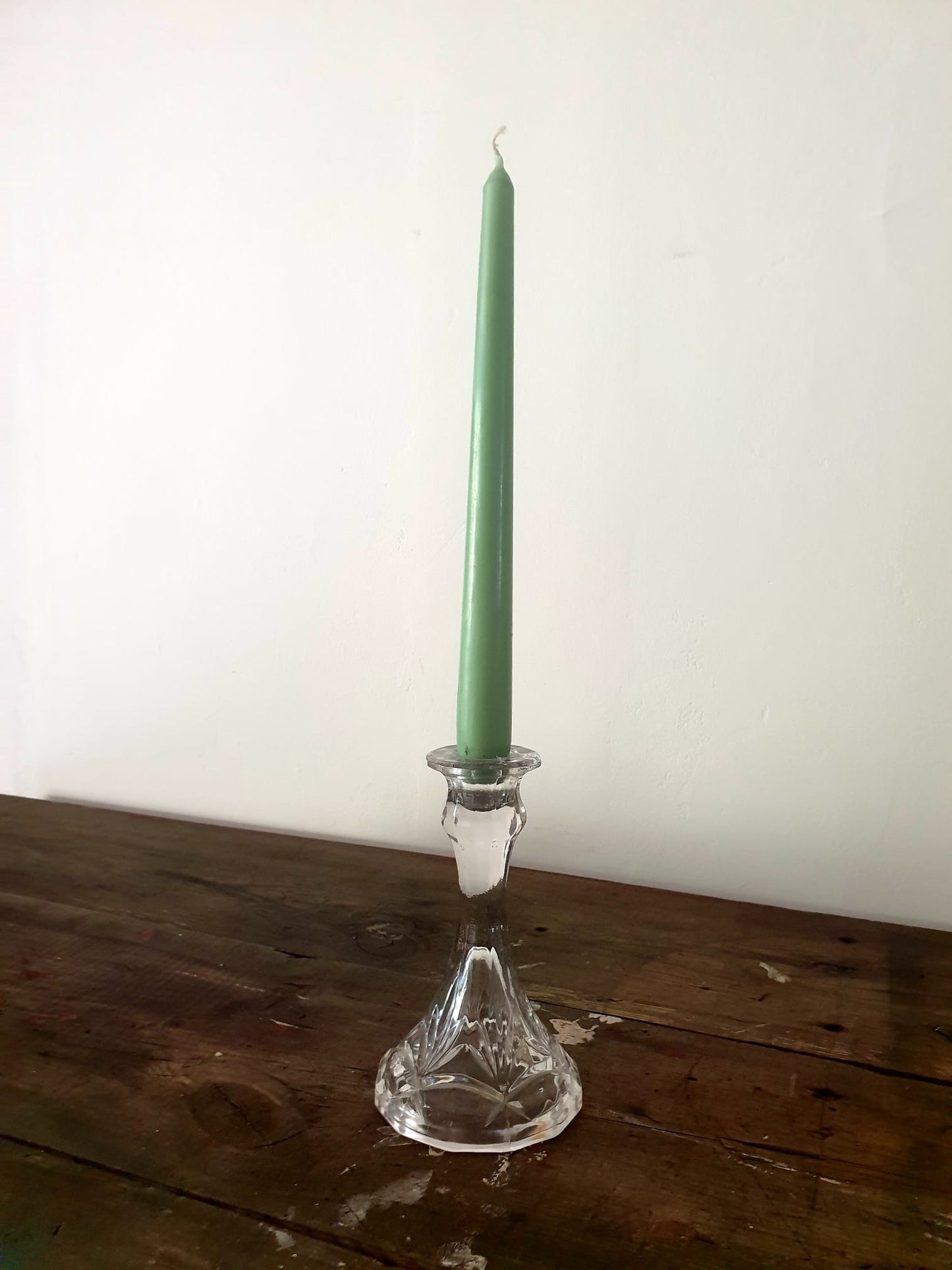 Clear Glass Engraved Candlestick